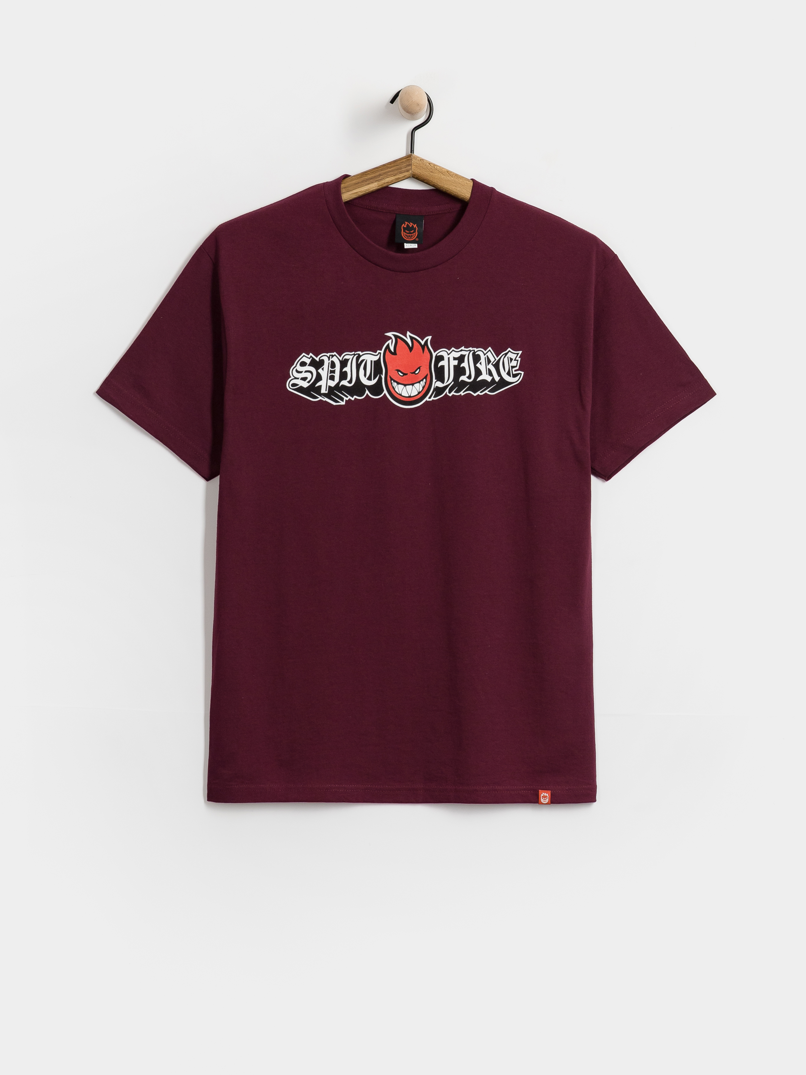 Tričko Spitfire Old E Drop Bighead (burgundy w/red black & white print)