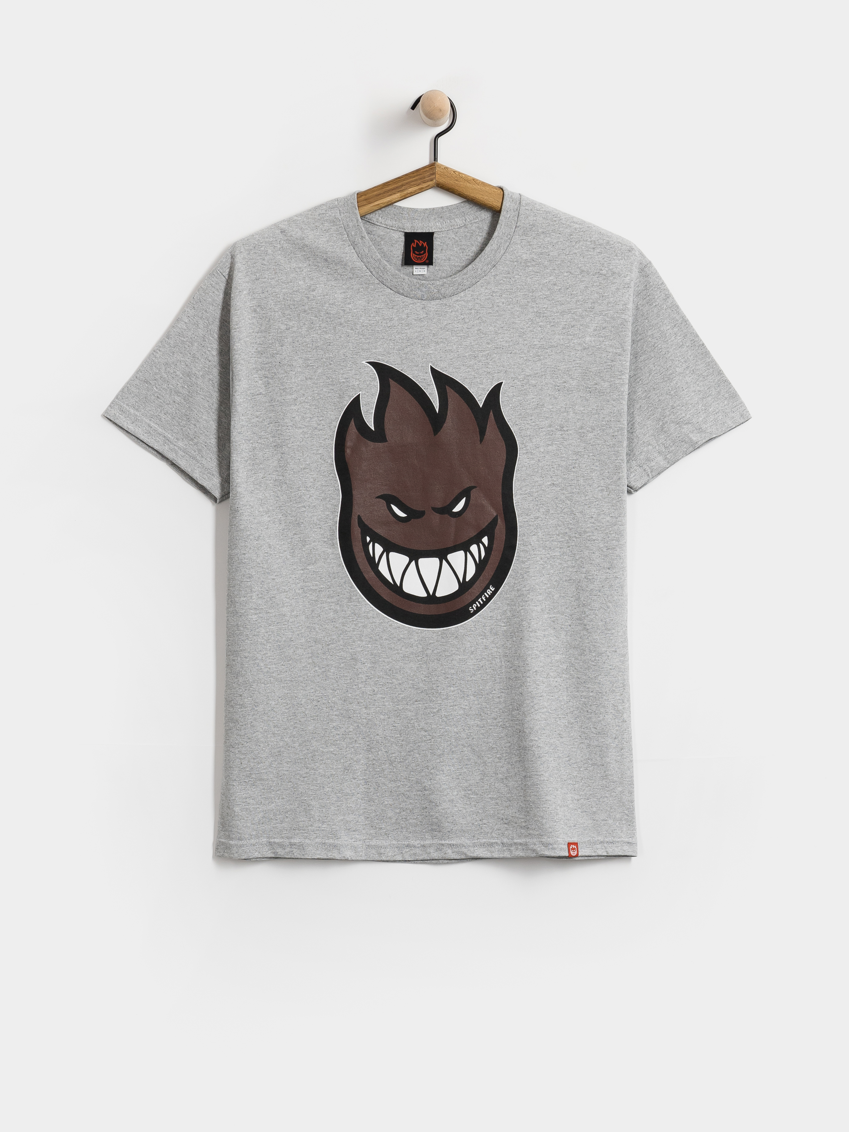 Tričko Spitfire Bighead Fill (heather grey w/dark red black & white print)
