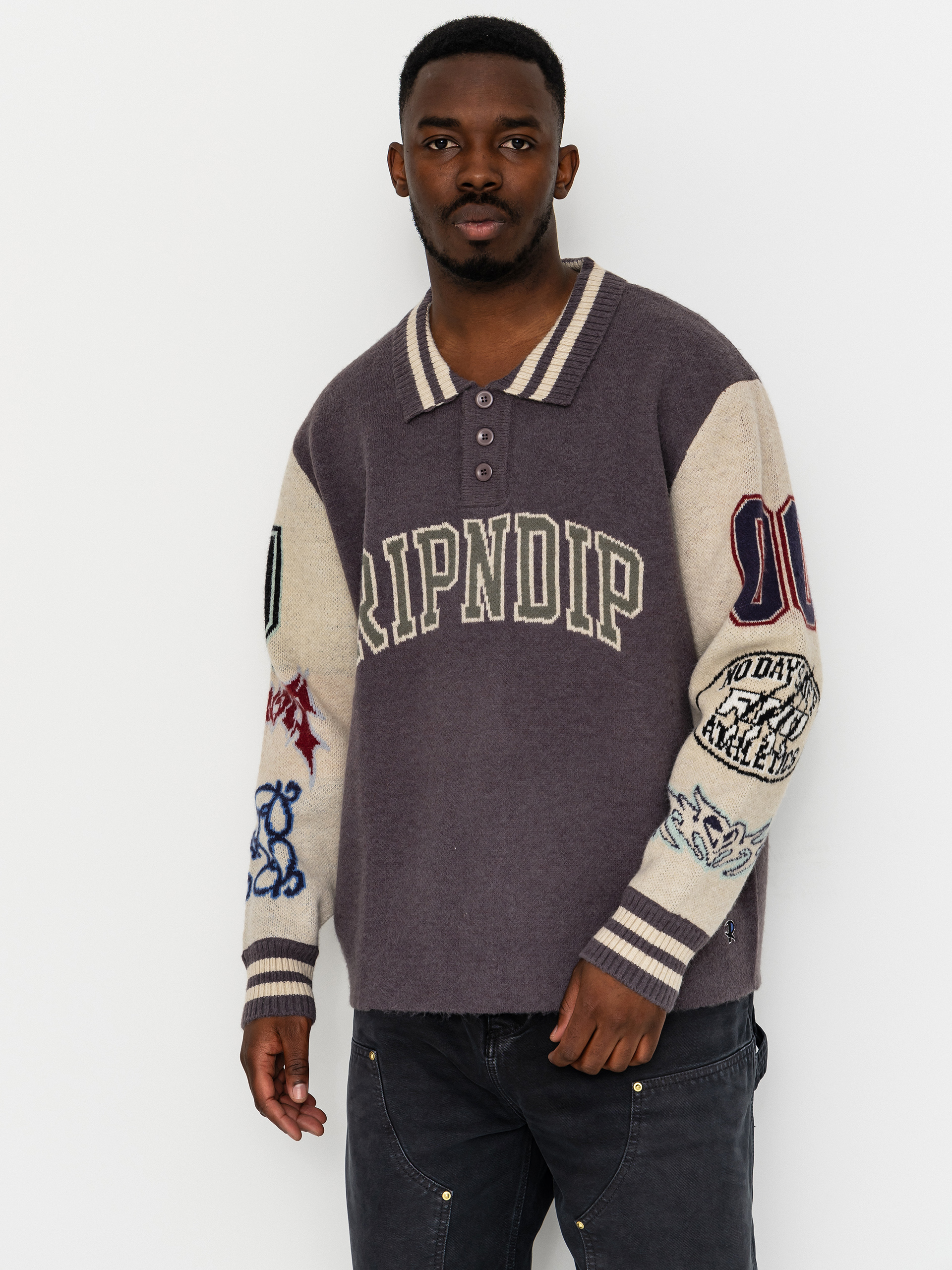 Svetr RipNDip Run It Up Knit (charoal cream)