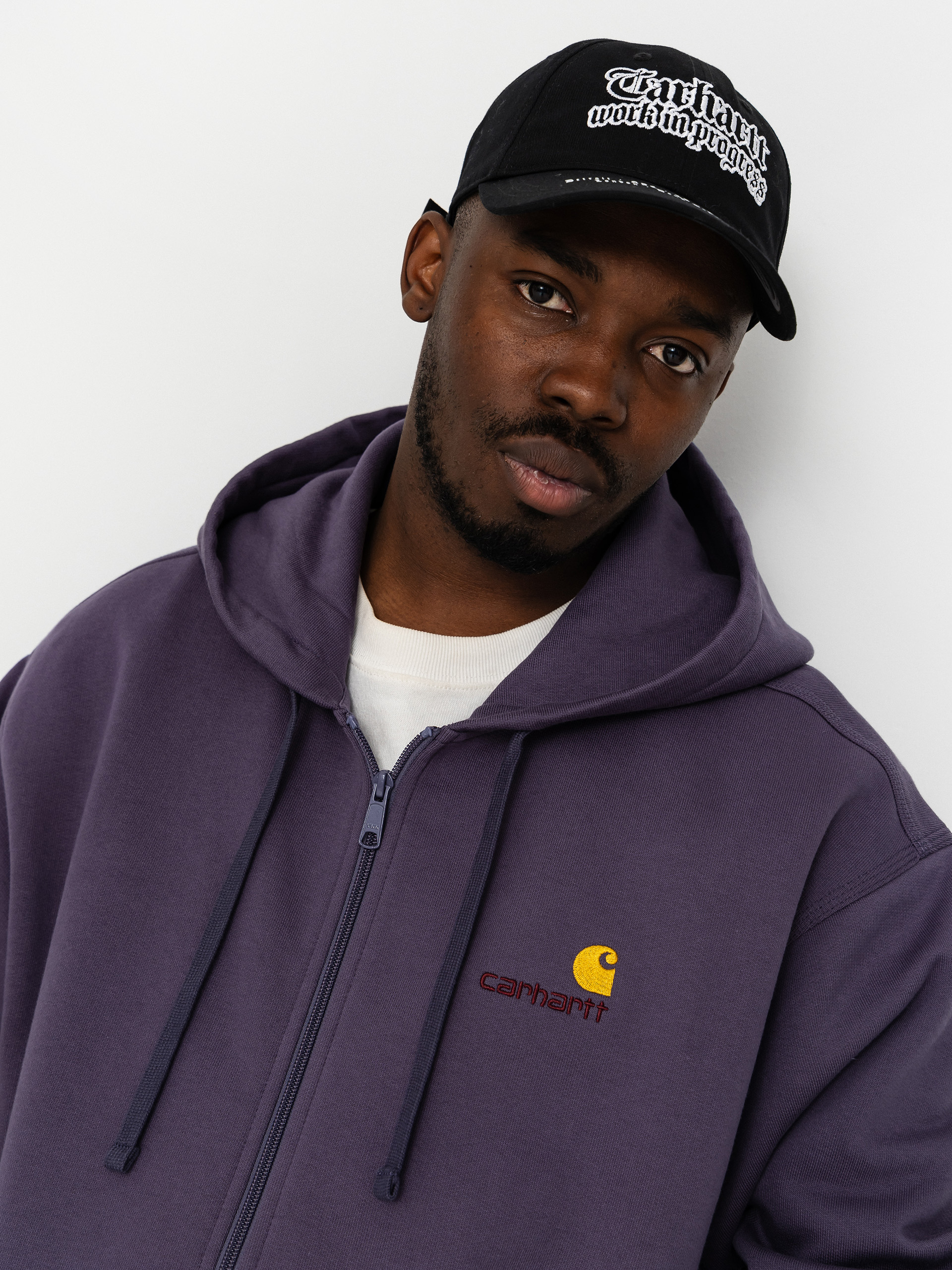 Mikina s kapucí Carhartt WIP American Script ZHD (shady purple)