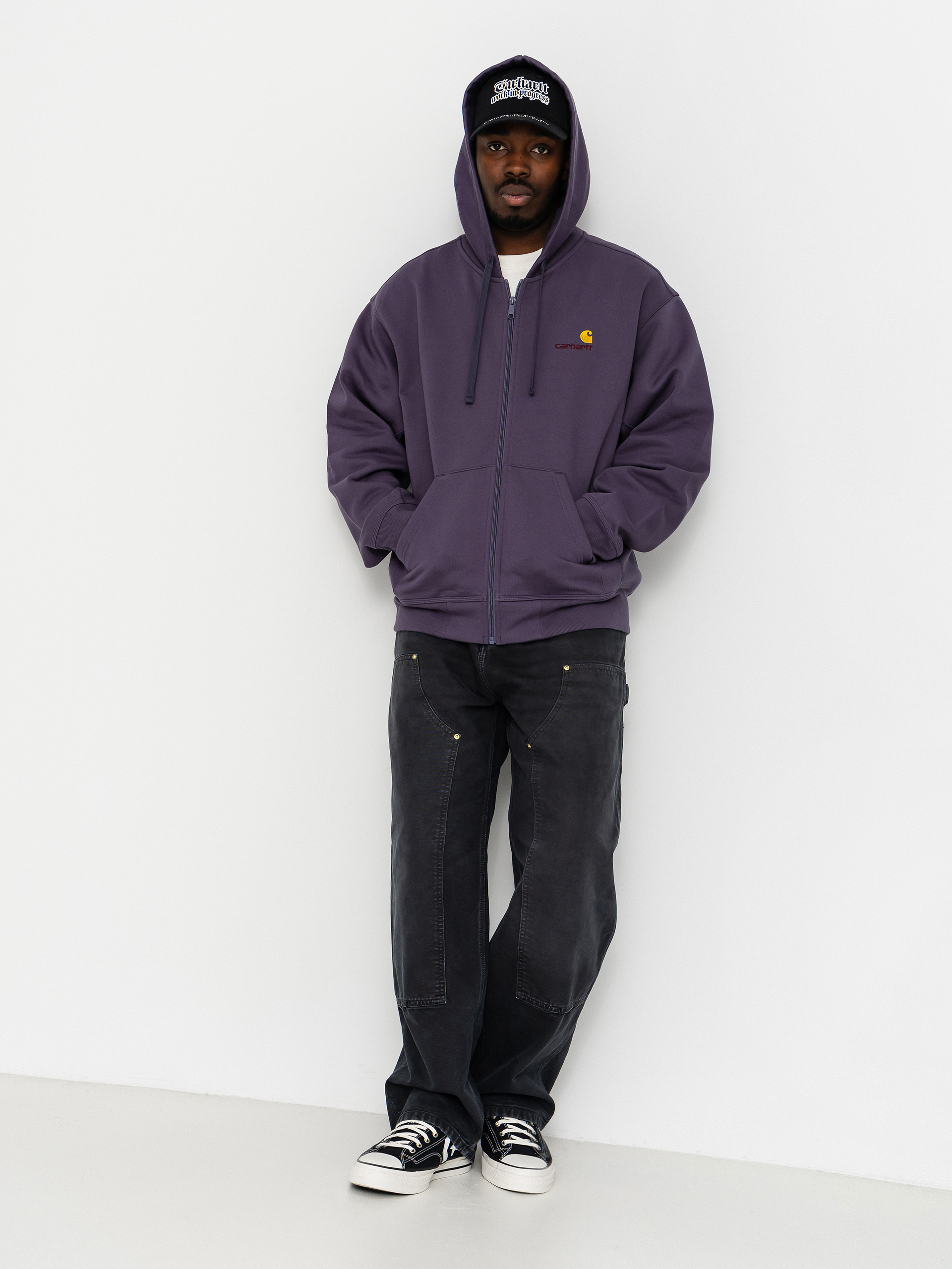 Mikina s kapucí Carhartt WIP American Script ZHD (shady purple)