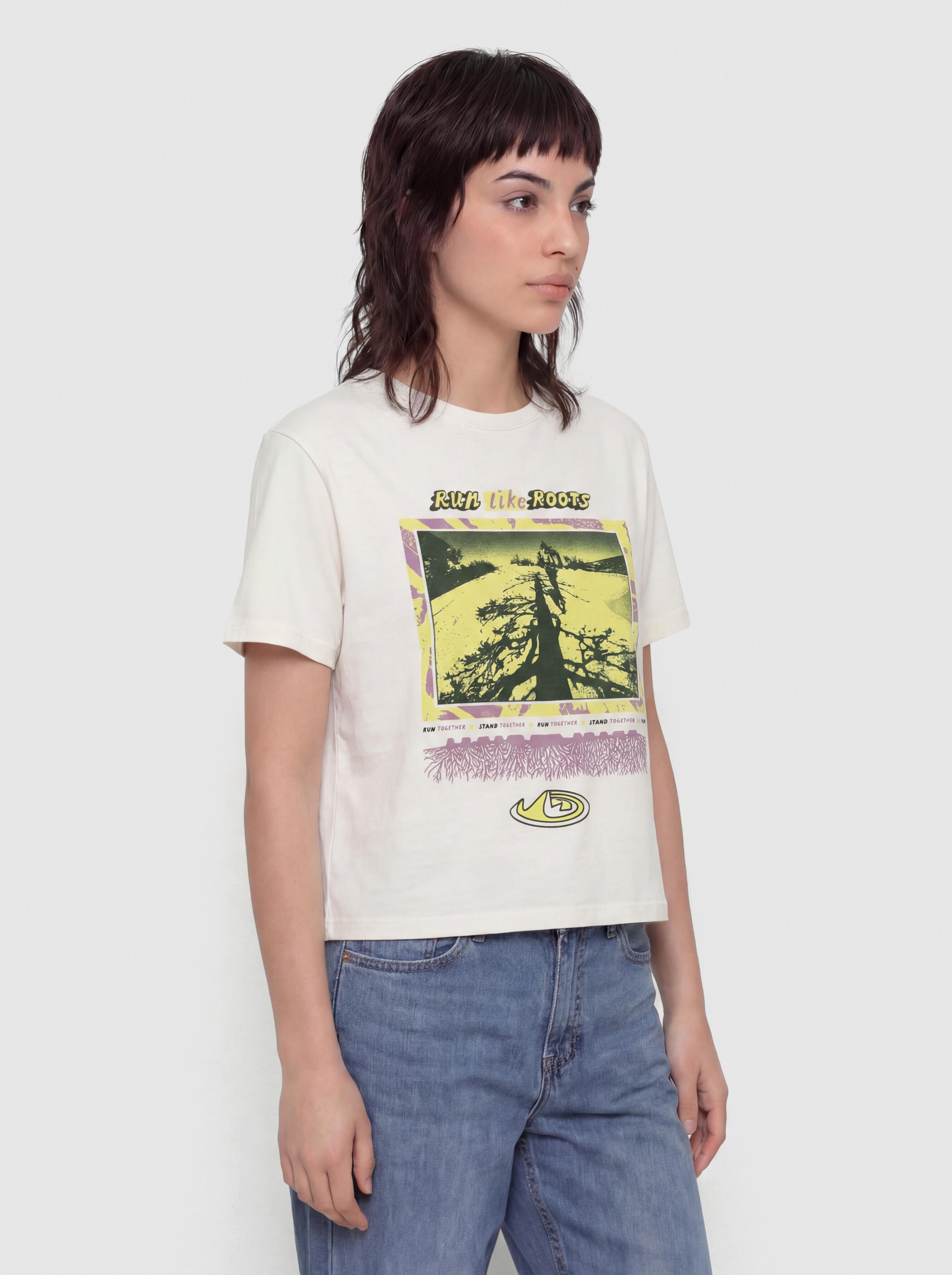 Tričko Patagonia Run Like Roots Wmn (undyed natural)