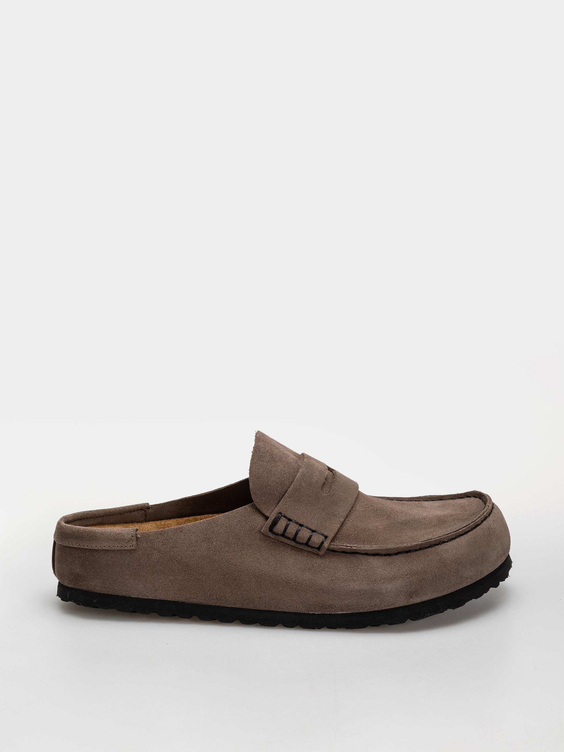 Plážovky Birkenstock Naples Wrapped Suede Leather Regular (concrete gray)
