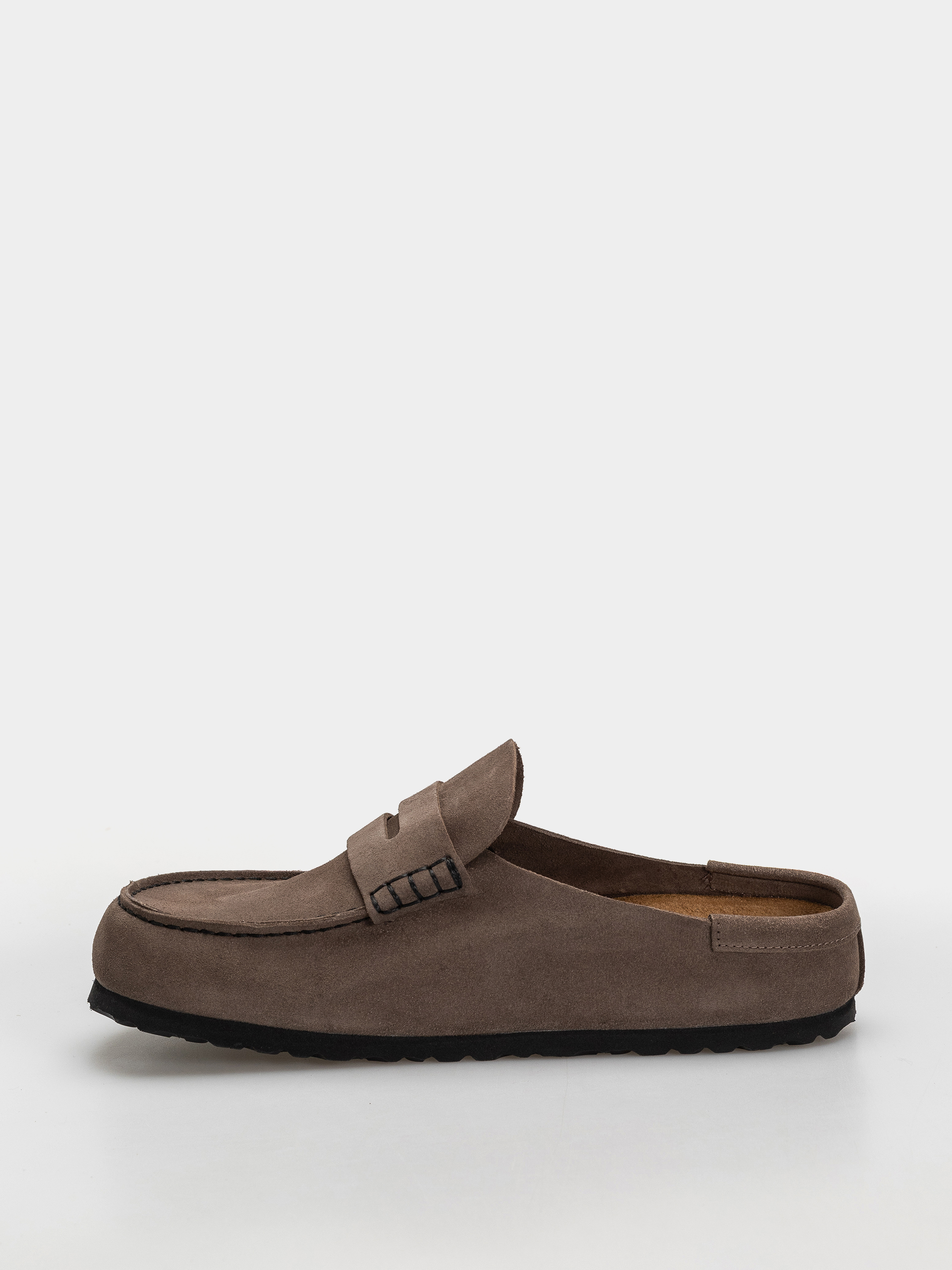 Plážovky Birkenstock Naples Wrapped Suede Leather Regular (concrete gray)