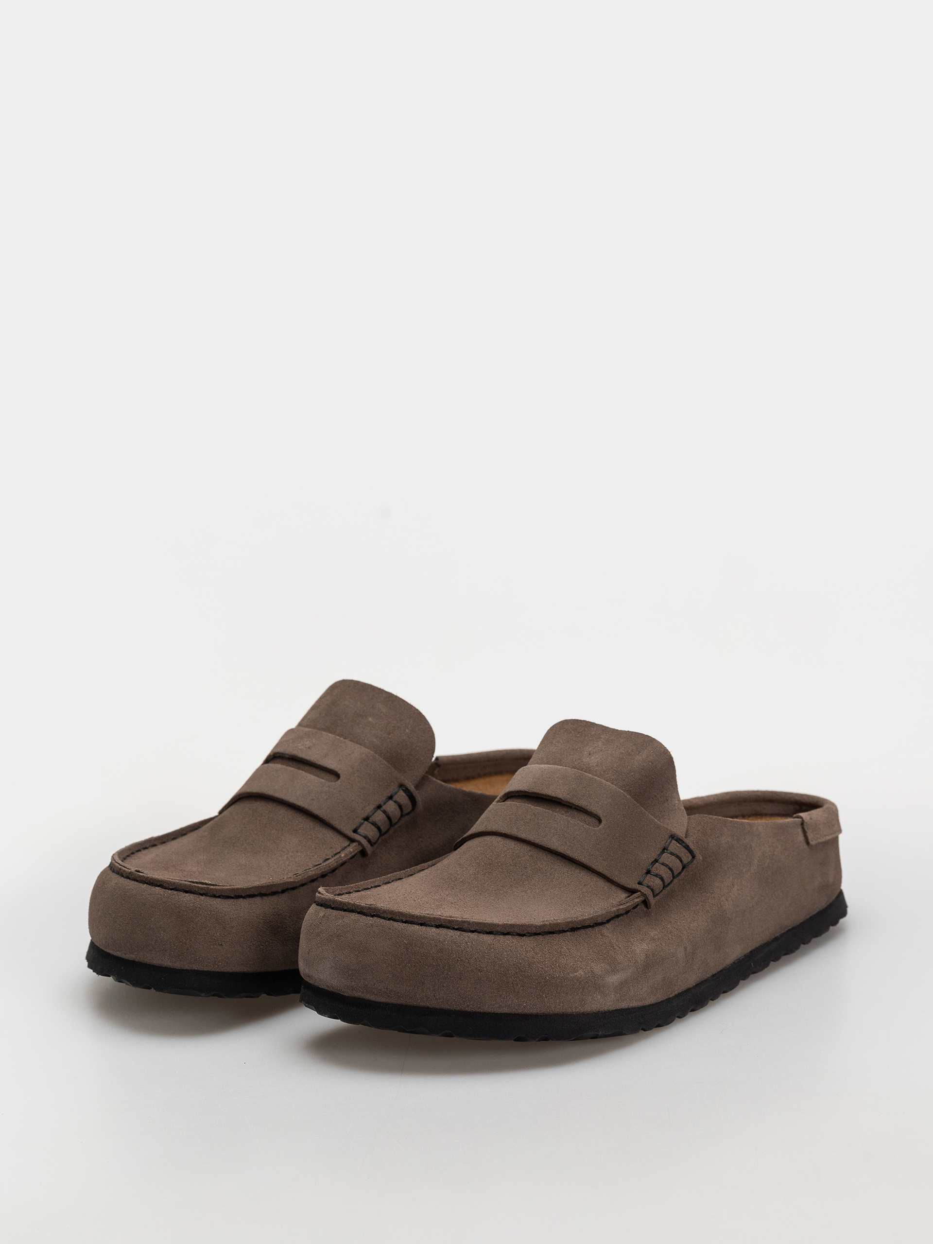 Plážovky Birkenstock Naples Wrapped Suede Leather Regular (concrete gray)