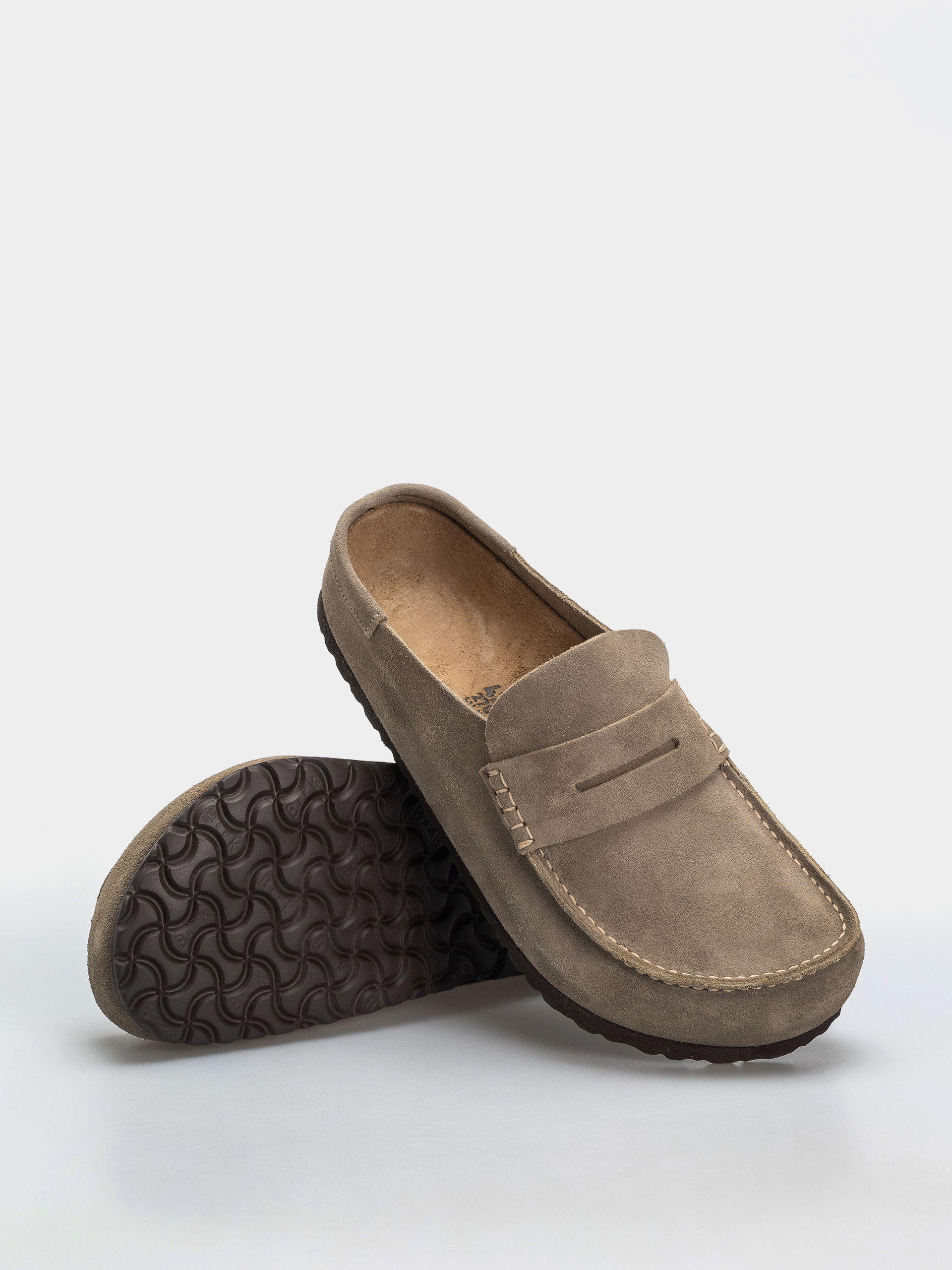 Plážovky Birkenstock Naples Wrapped Suede Leather Regular (taupe)