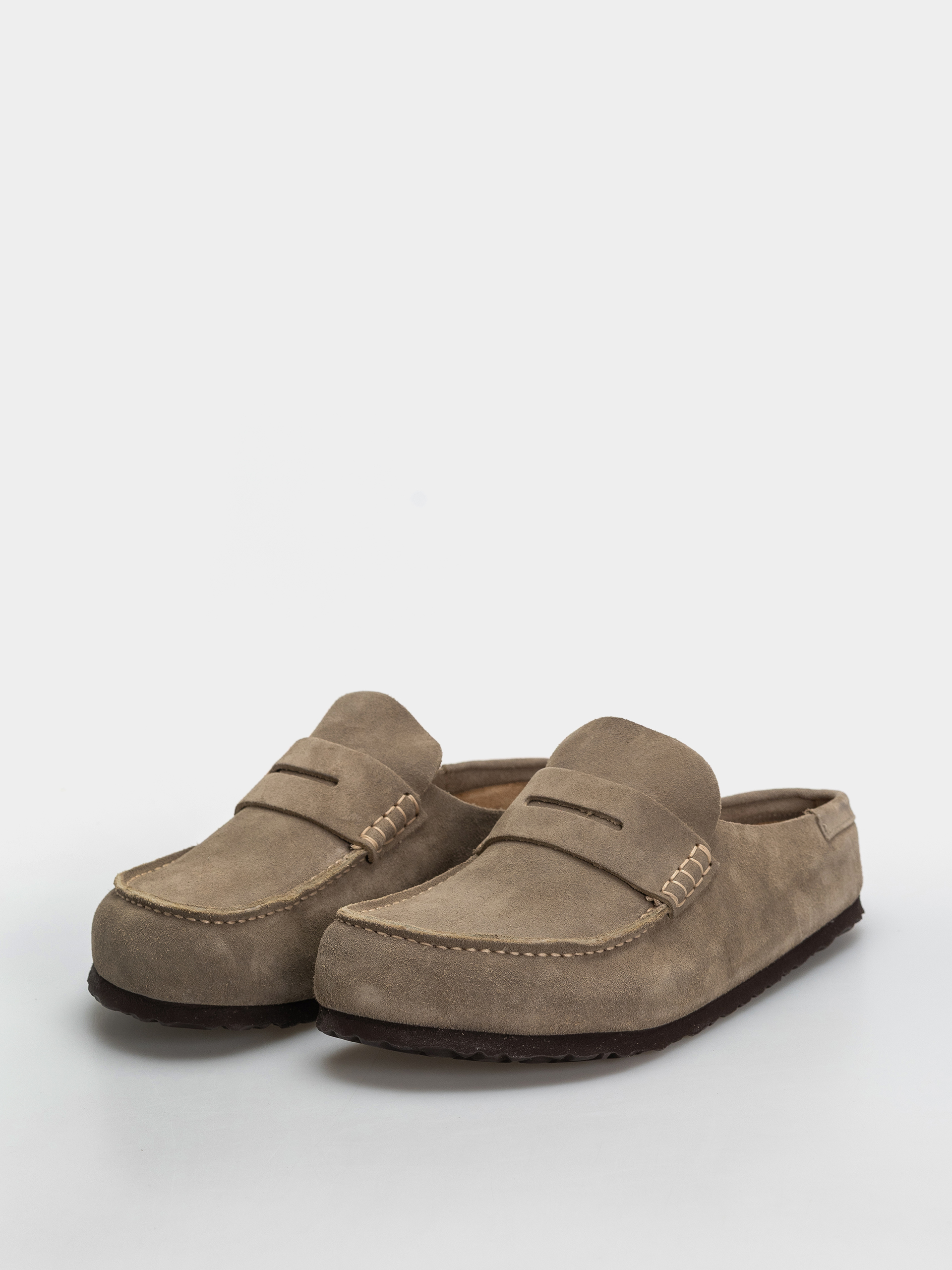 Plážovky Birkenstock Naples Wrapped Suede Leather Regular (taupe)