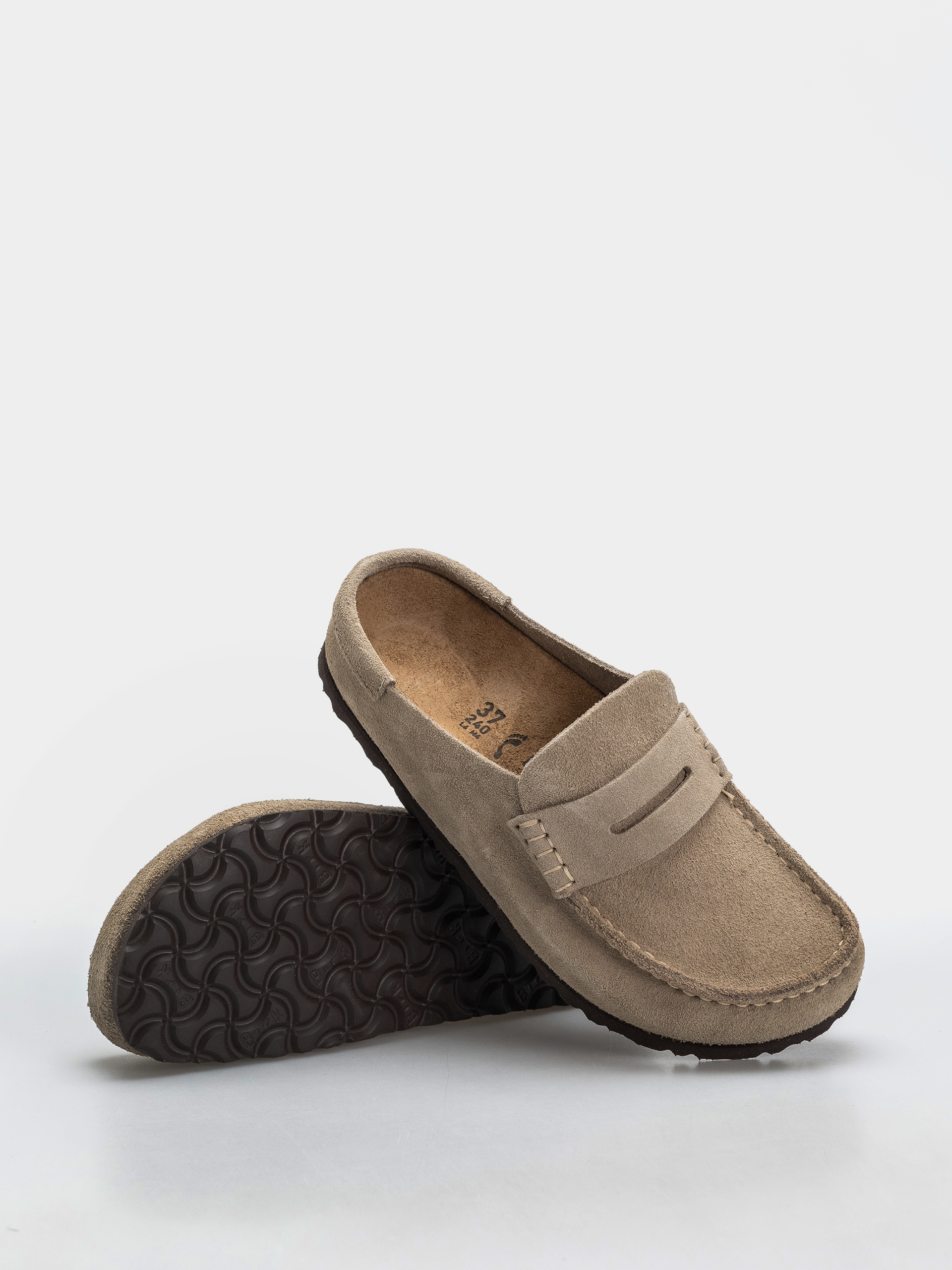 Plážovky Birkenstock Naples Wrapped Suede Leather Narrow (taupe)