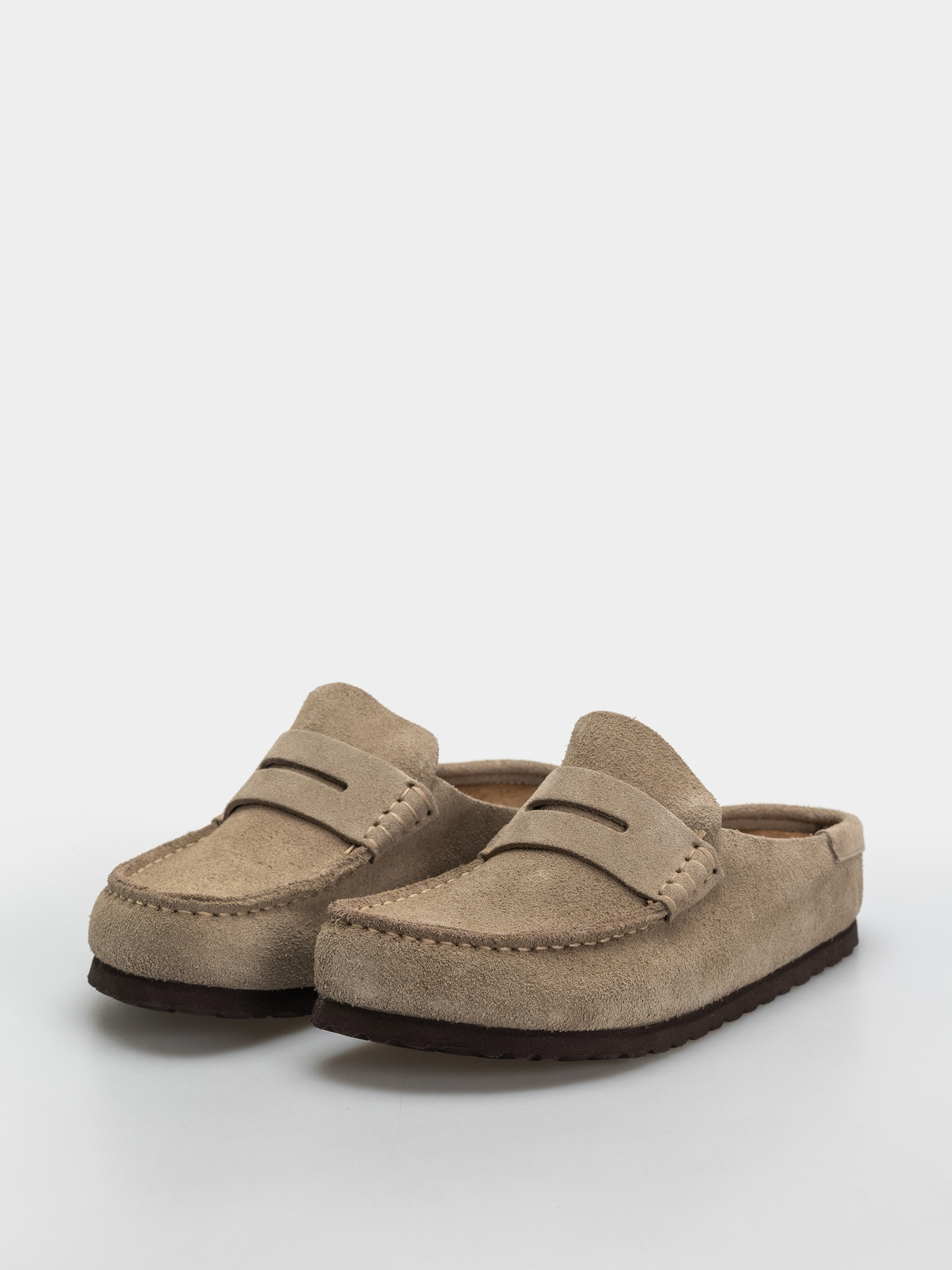 Plážovky Birkenstock Naples Wrapped Suede Leather Narrow (taupe)