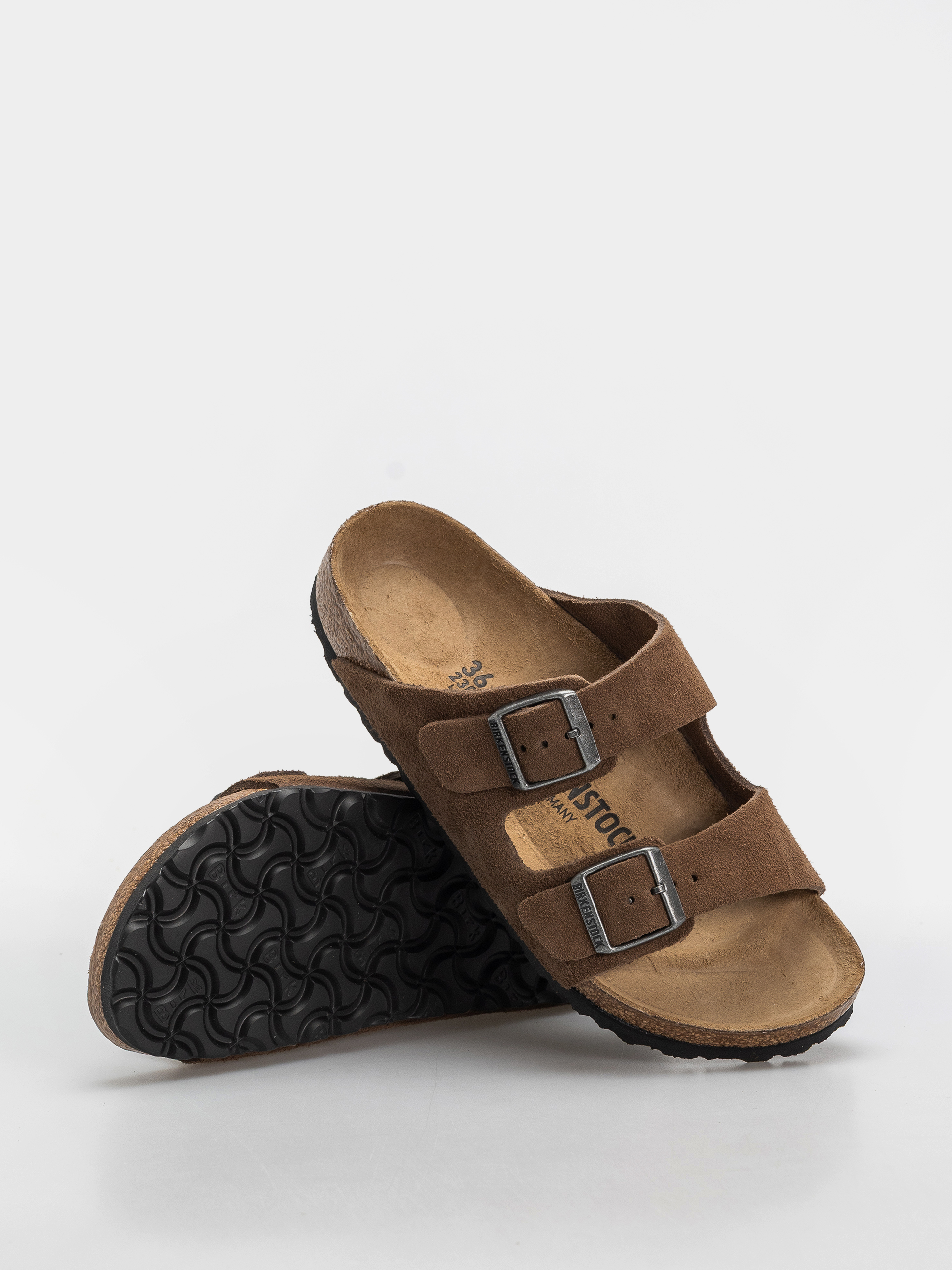 Plážovky Birkenstock Arizona Suede Leather Narrow (dark tea)