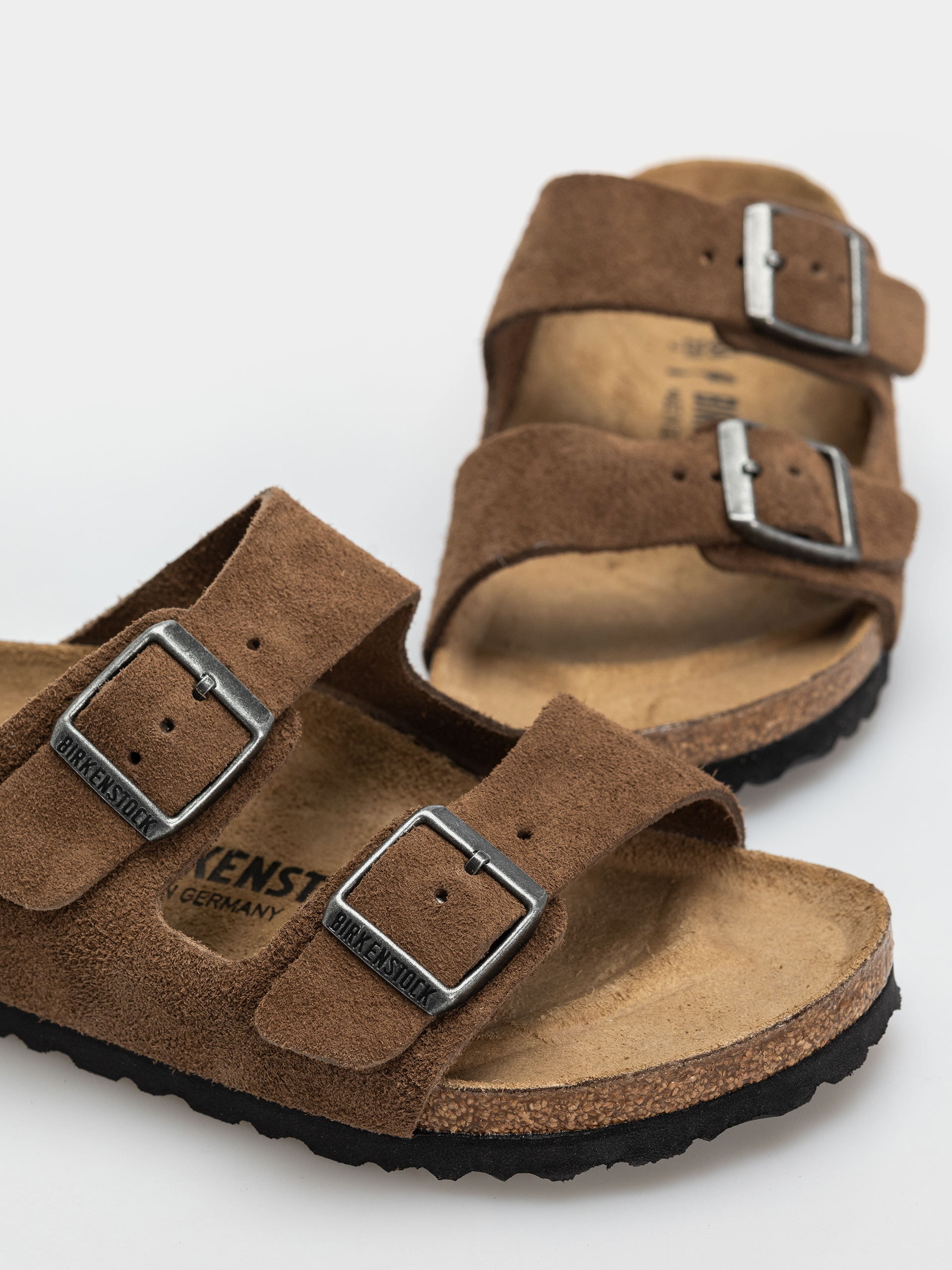 Plážovky Birkenstock Arizona Suede Leather Narrow (dark tea)