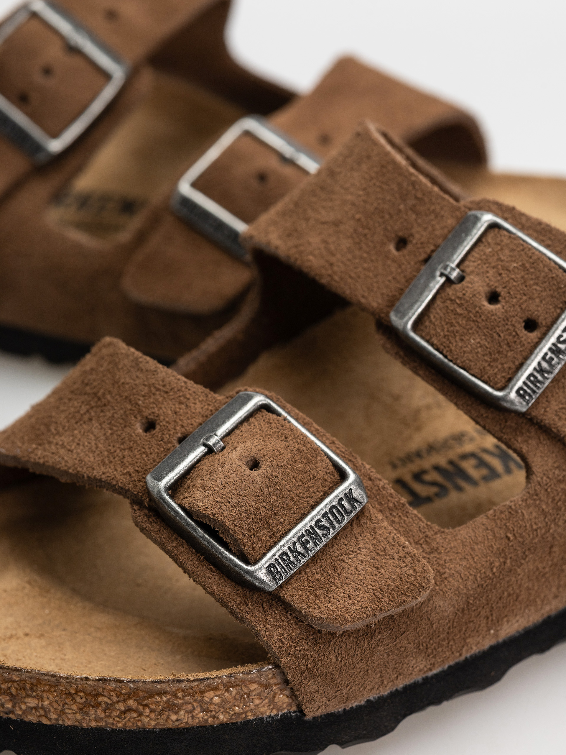 Plážovky Birkenstock Arizona Suede Leather Narrow (dark tea)