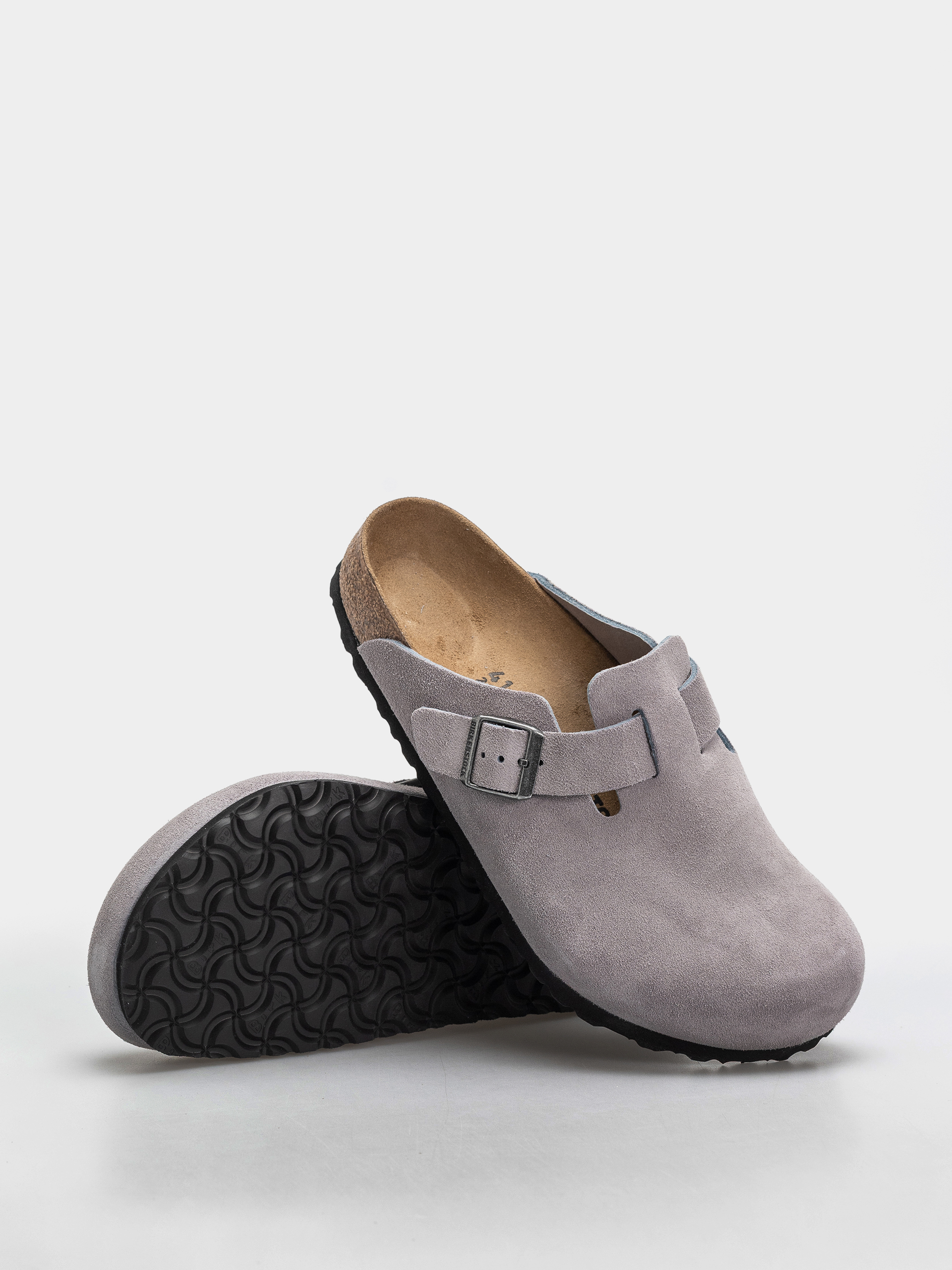 Plážovky Birkenstock Boston Suede Leather Regular (lavender sky)