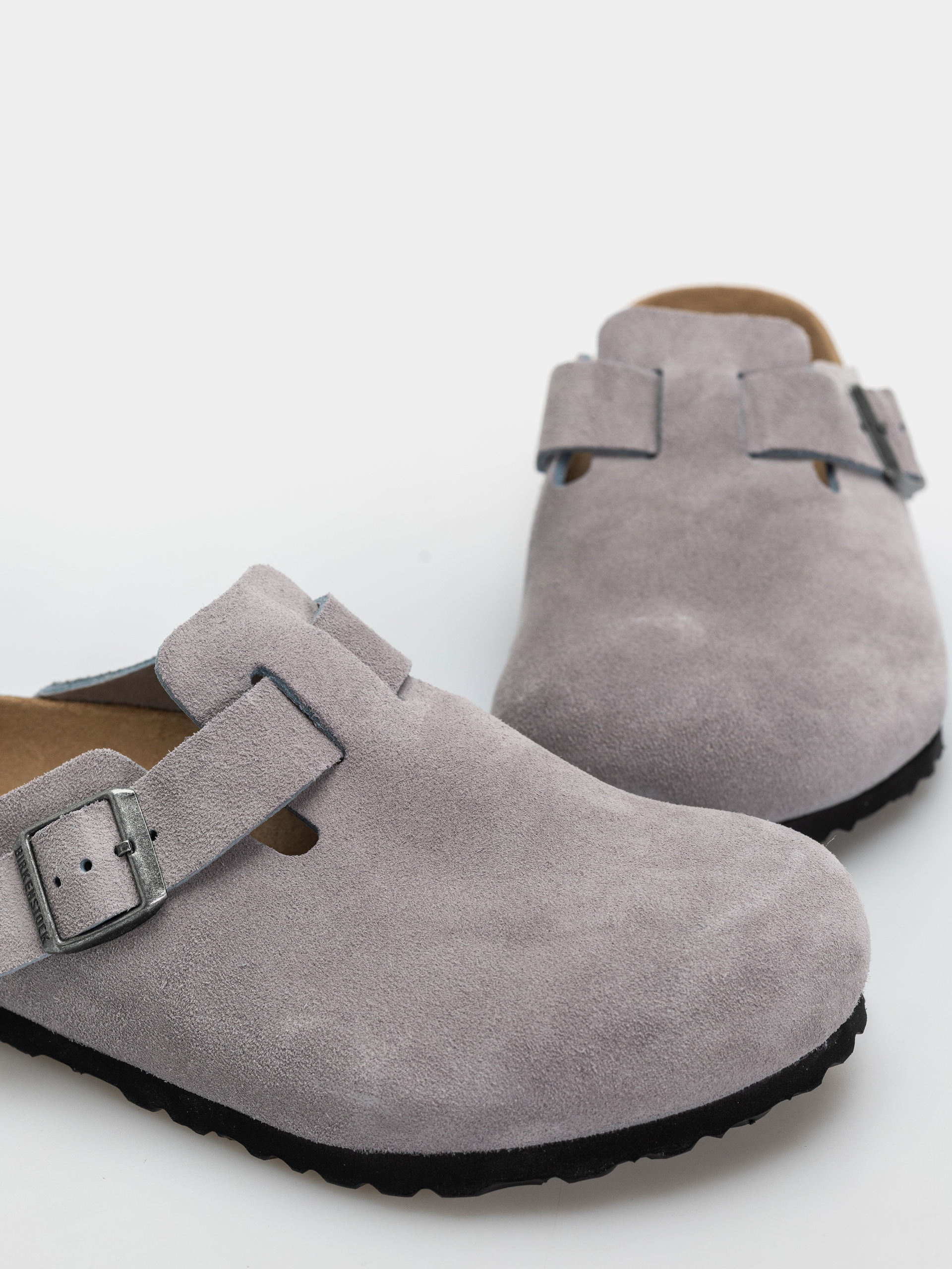 Plážovky Birkenstock Boston Suede Leather Regular (lavender sky)