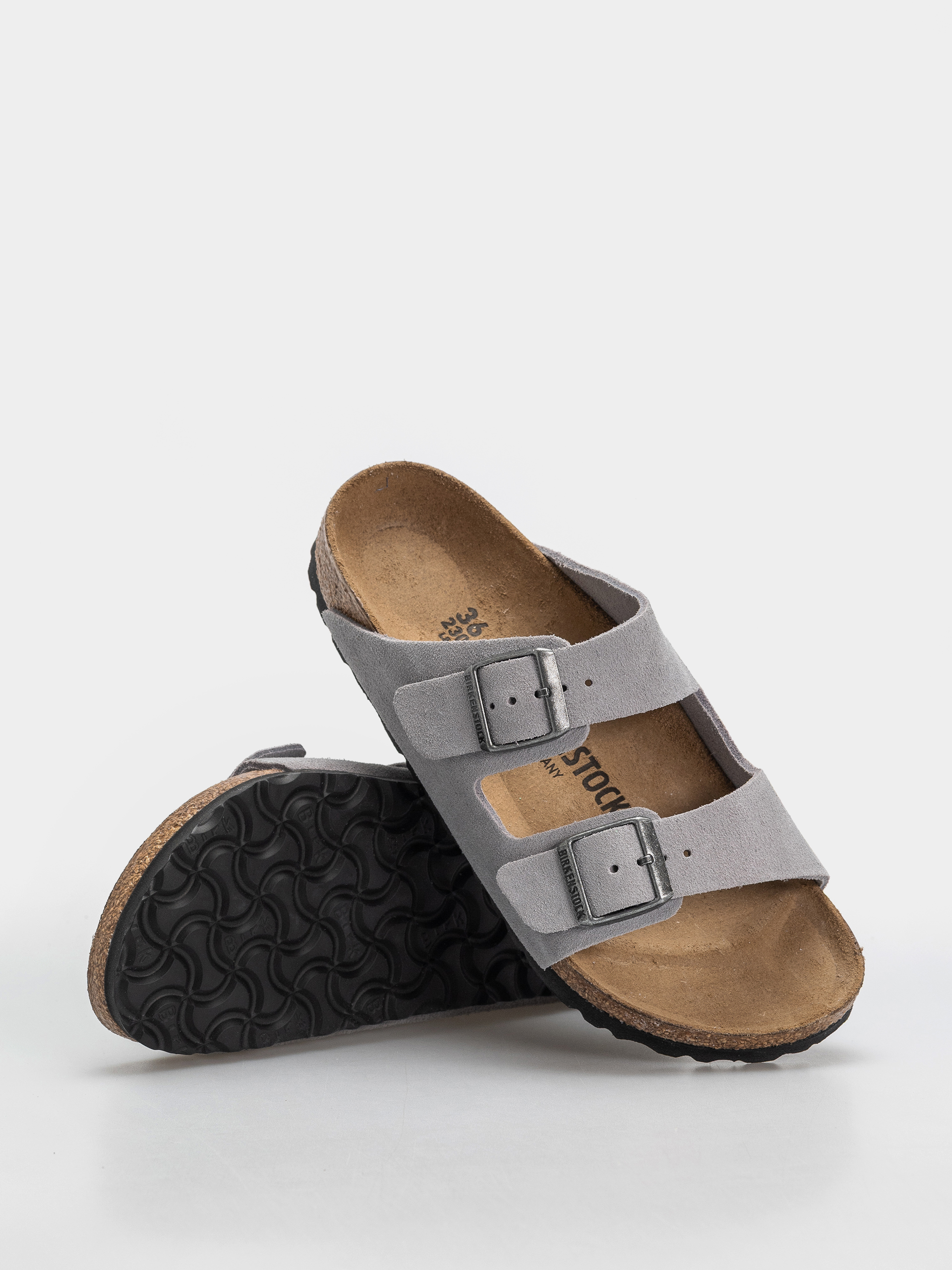 Plážovky Birkenstock Arizona Suede Leather Narrow (lavender sky)