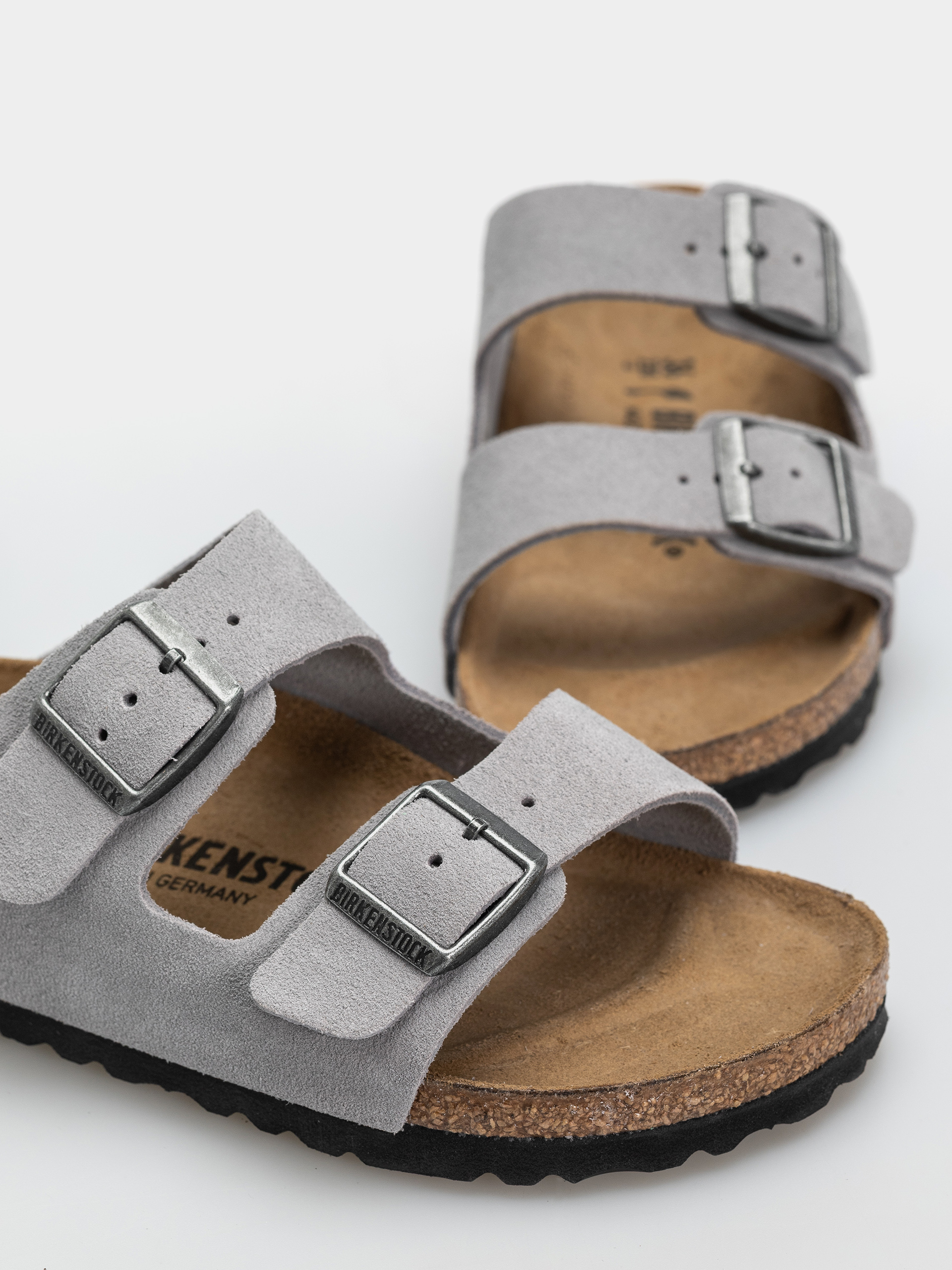 Plážovky Birkenstock Arizona Suede Leather Narrow (lavender sky)