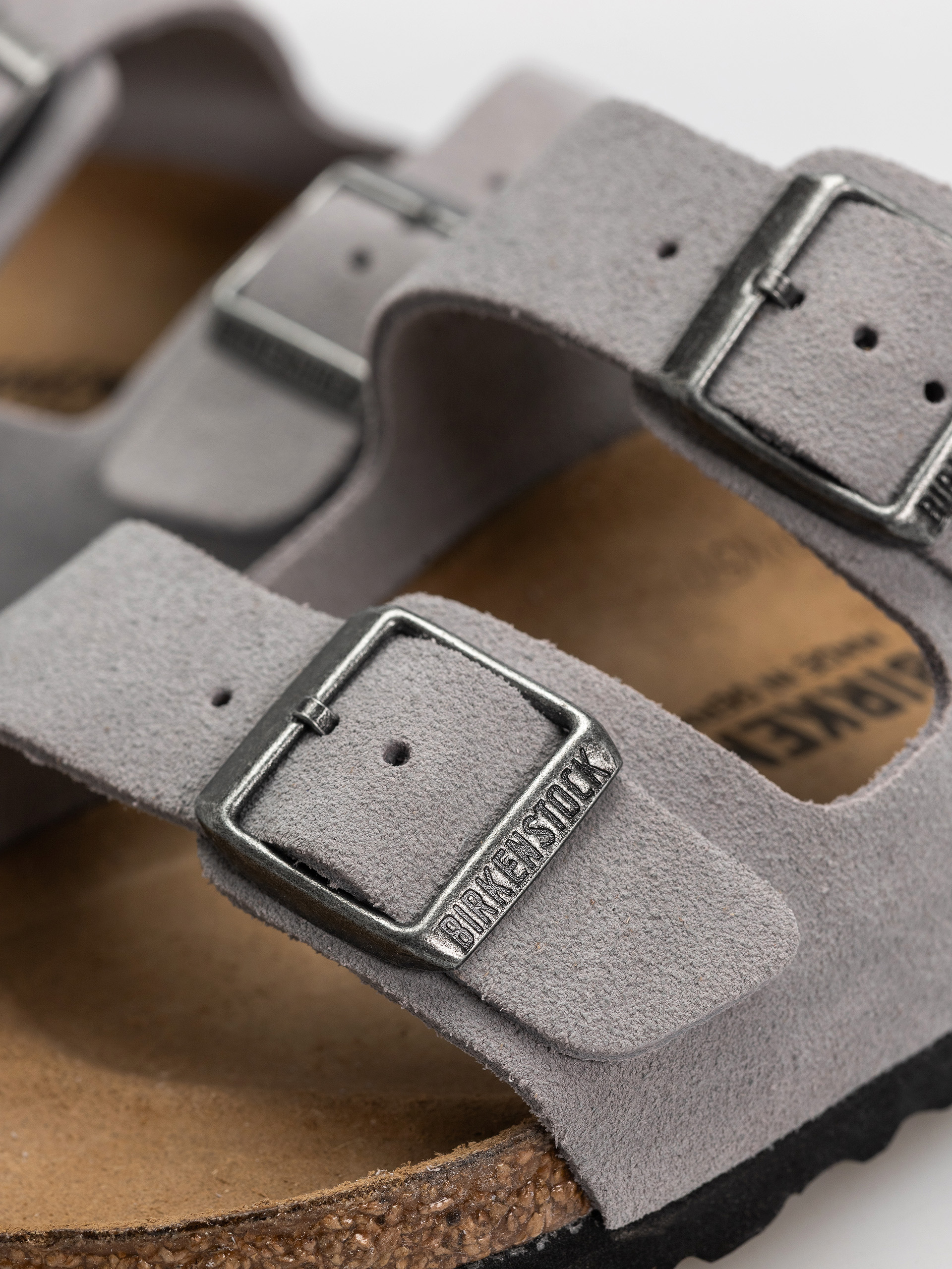Plážovky Birkenstock Arizona Suede Leather Narrow (lavender sky)
