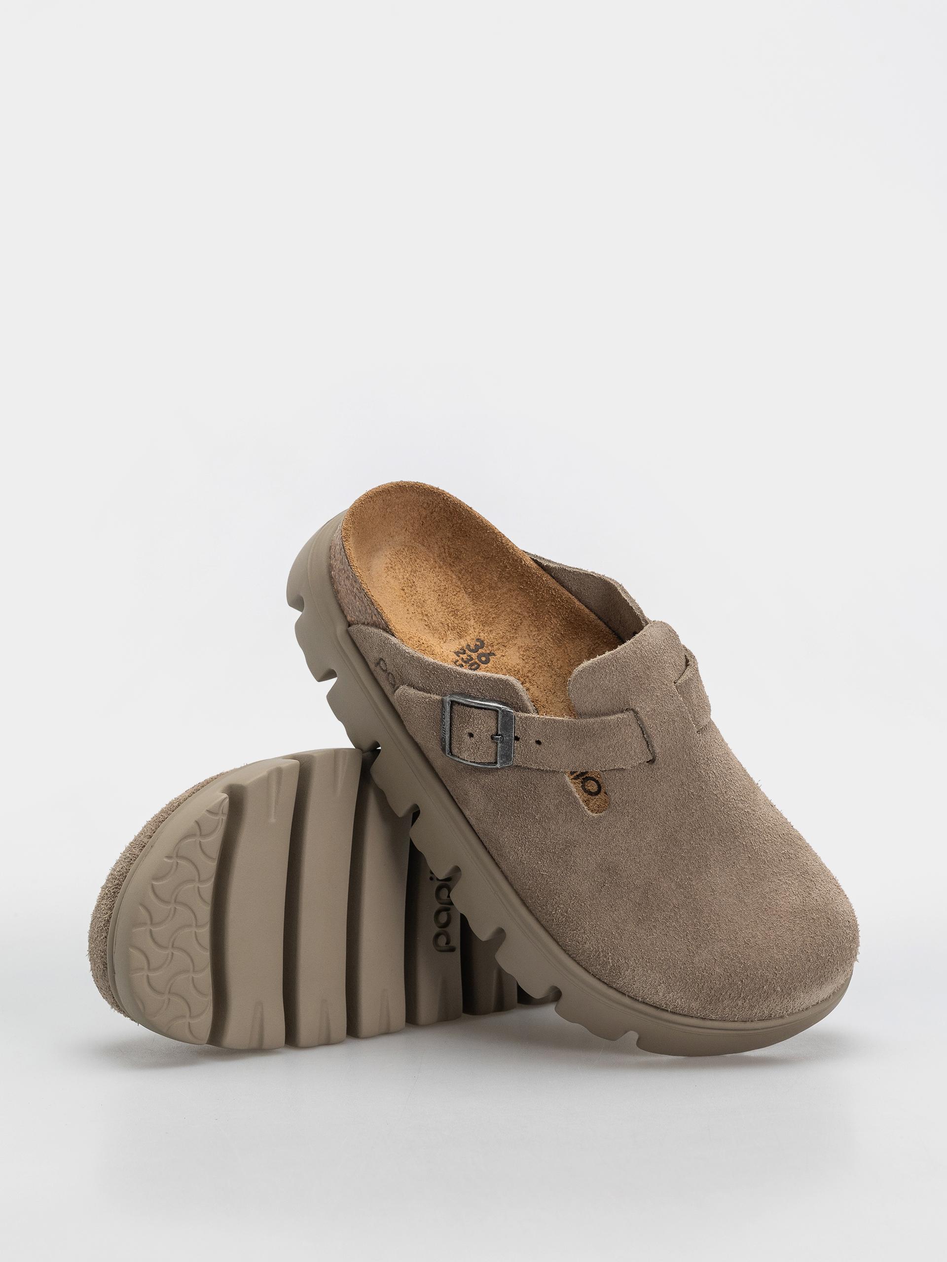 Plážovky Birkenstock Boston Chunky Suede Leather Narrow Wmn (taupe)