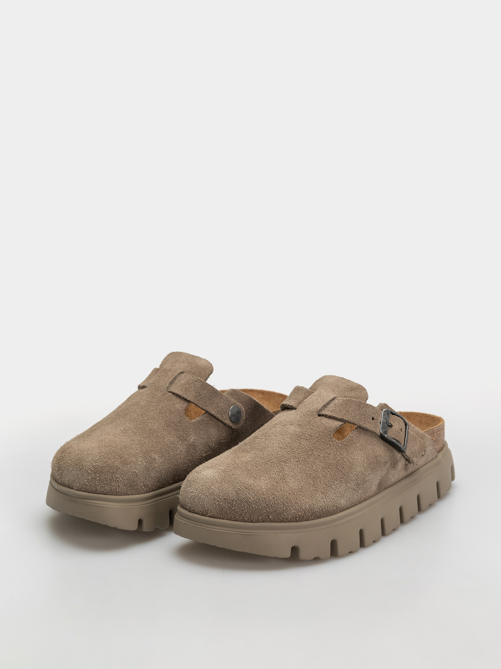 Plážovky Birkenstock Boston Chunky Suede Leather Narrow Wmn (taupe)