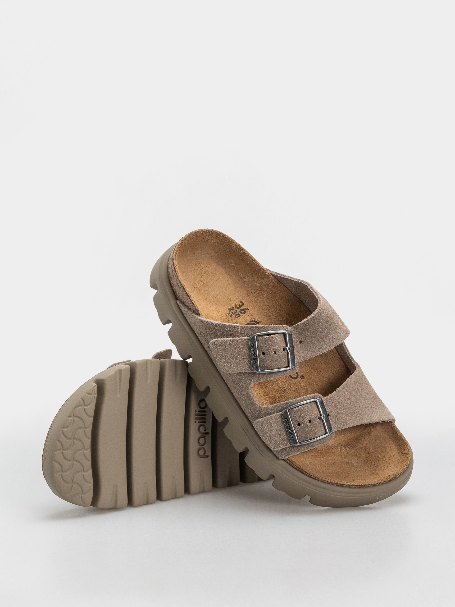 Plážovky Birkenstock Arizona Chunky Suede Leather Narrow Wmn (taupe tonal)