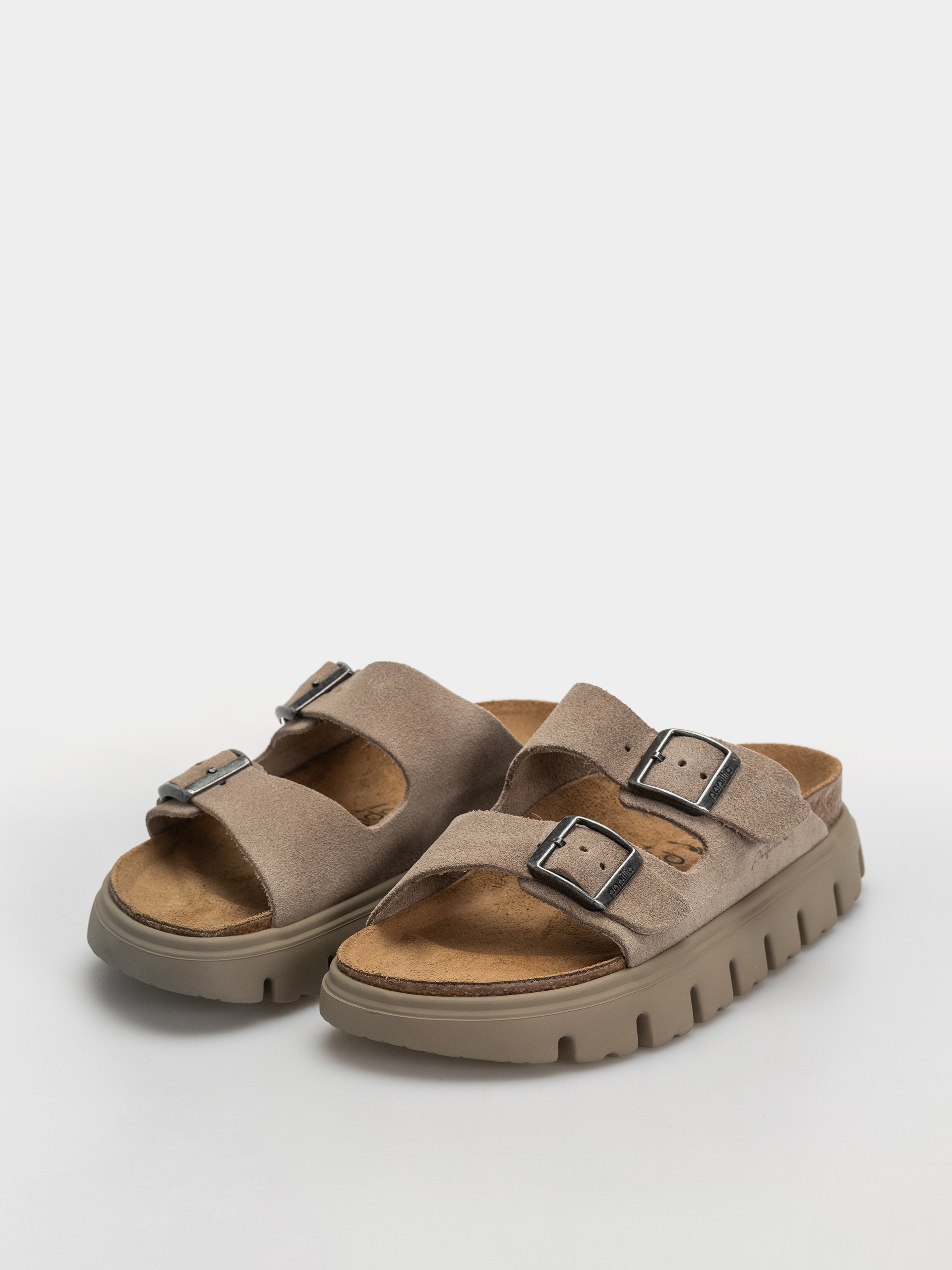 Plážovky Birkenstock Arizona Chunky Suede Leather Narrow Wmn (taupe tonal)