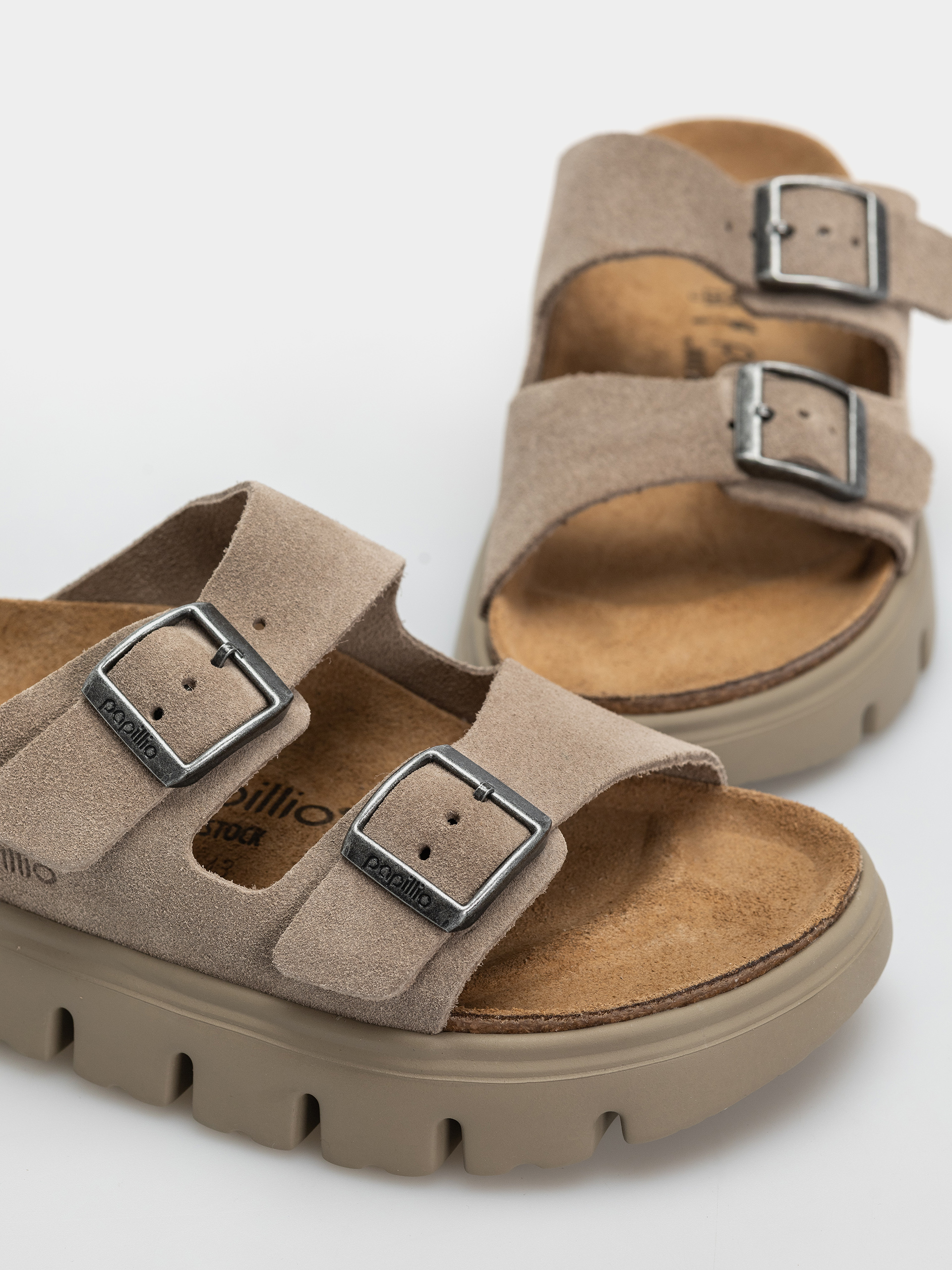Plážovky Birkenstock Arizona Chunky Suede Leather Narrow Wmn (taupe tonal)