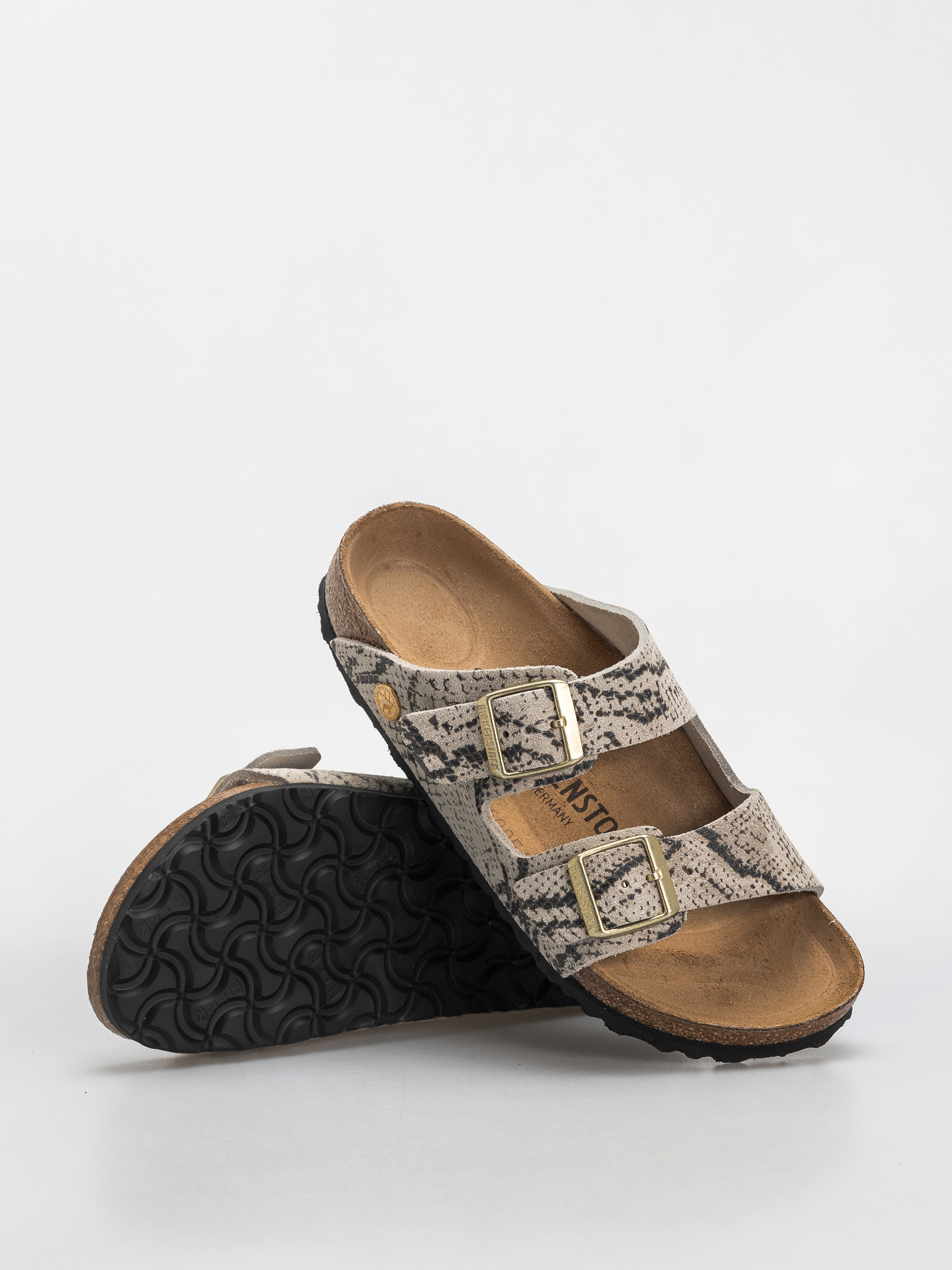 Plážovky Birkenstock Arizona Suede Leather Narrow Wmn (snake oyster)