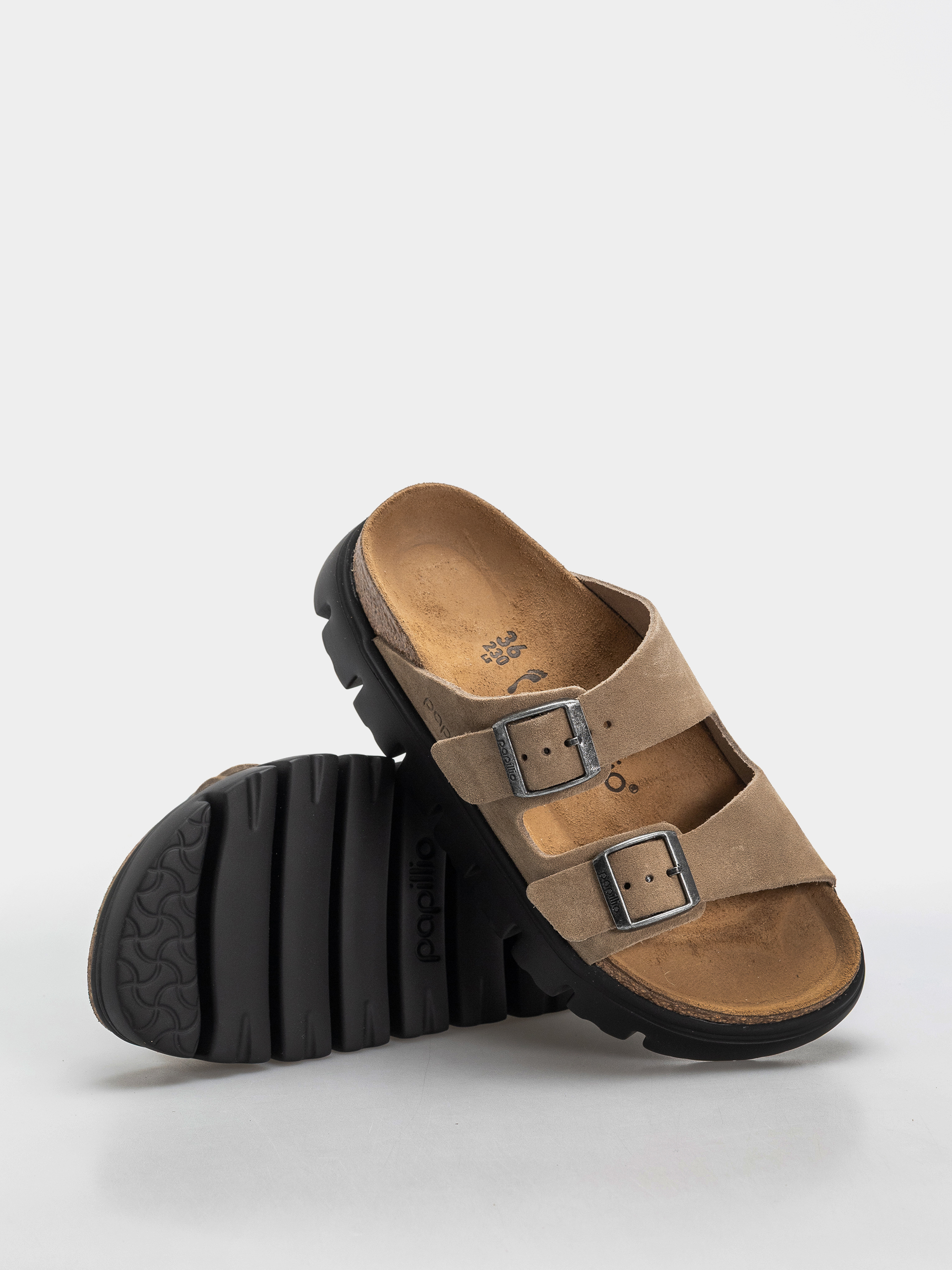 Plážovky Birkenstock Arizona Chunky Suede Leather Narrow Wmn (gray taupe)