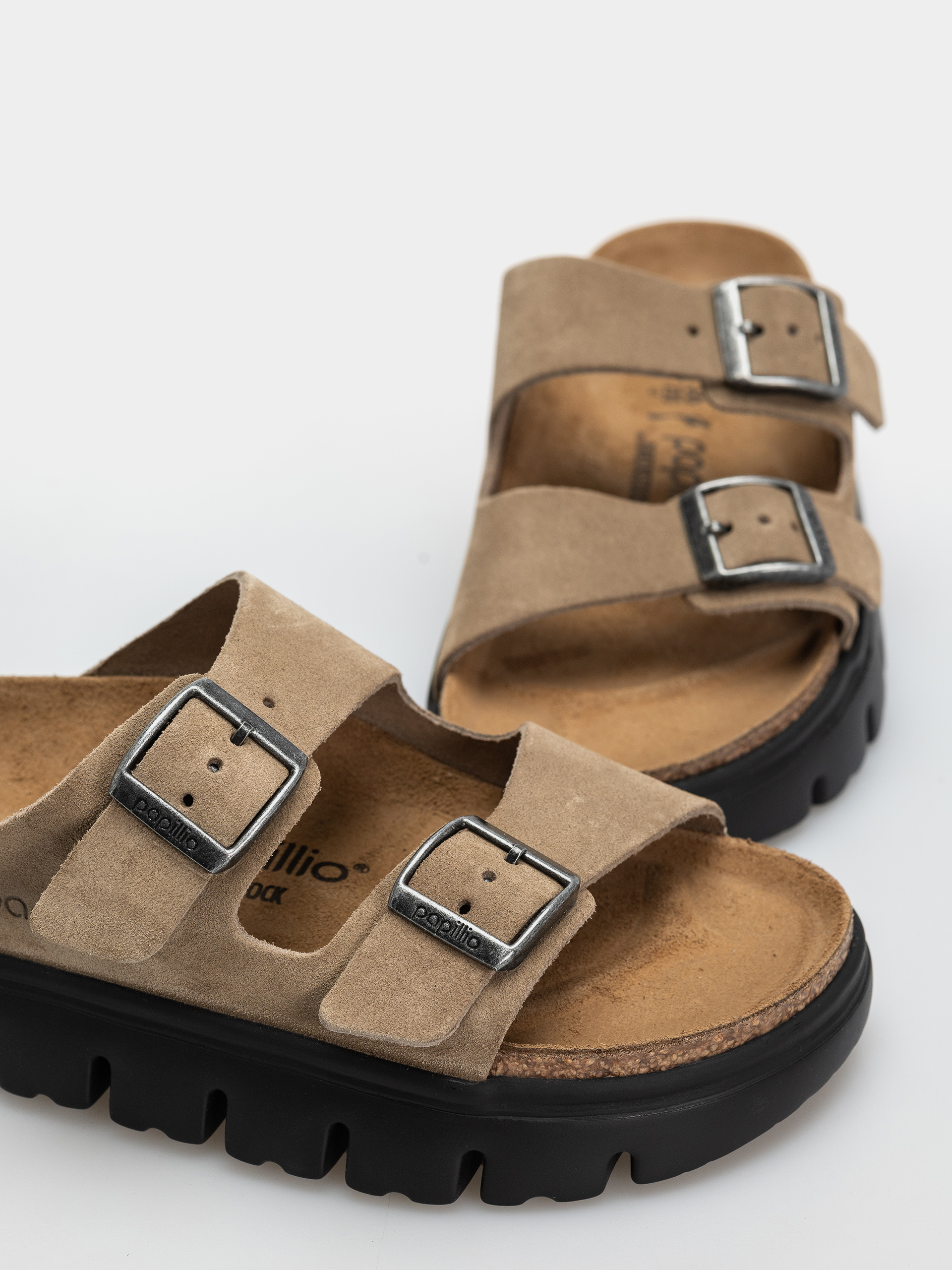 Plážovky Birkenstock Arizona Chunky Suede Leather Narrow Wmn (gray taupe)