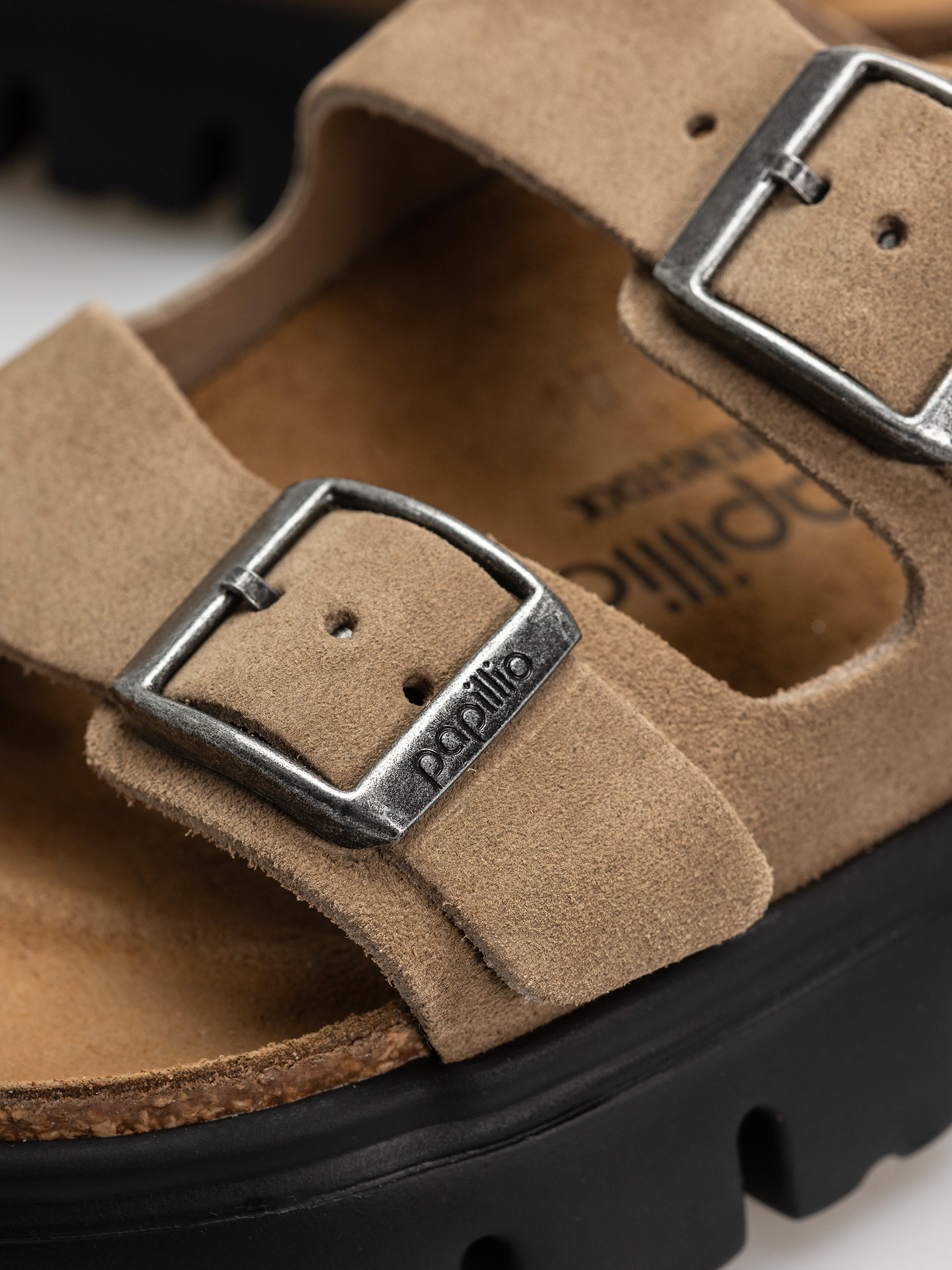 Plážovky Birkenstock Arizona Chunky Suede Leather Narrow Wmn (gray taupe)