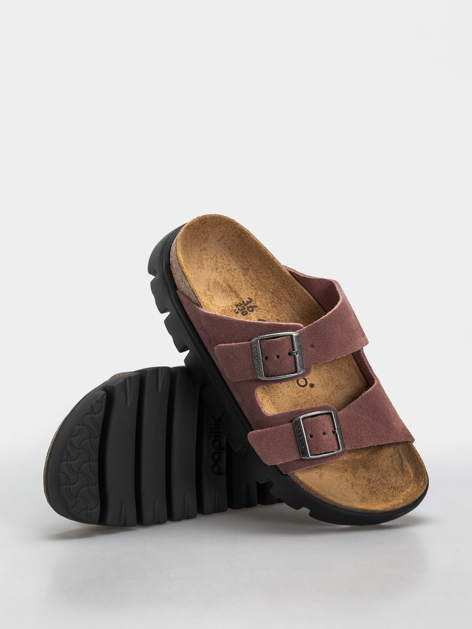 Plážovky Birkenstock Arizona Chunky Suede Leather Narrow Wmn (pepper)