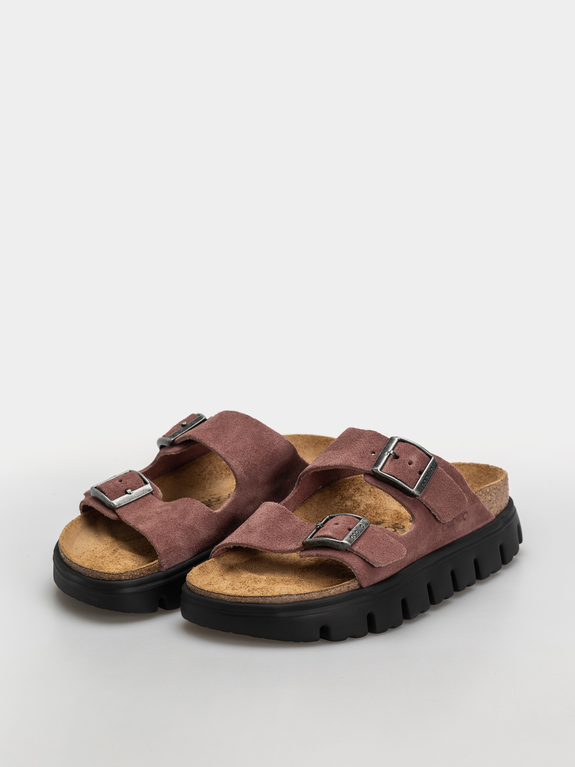 Plážovky Birkenstock Arizona Chunky Suede Leather Narrow Wmn (pepper)