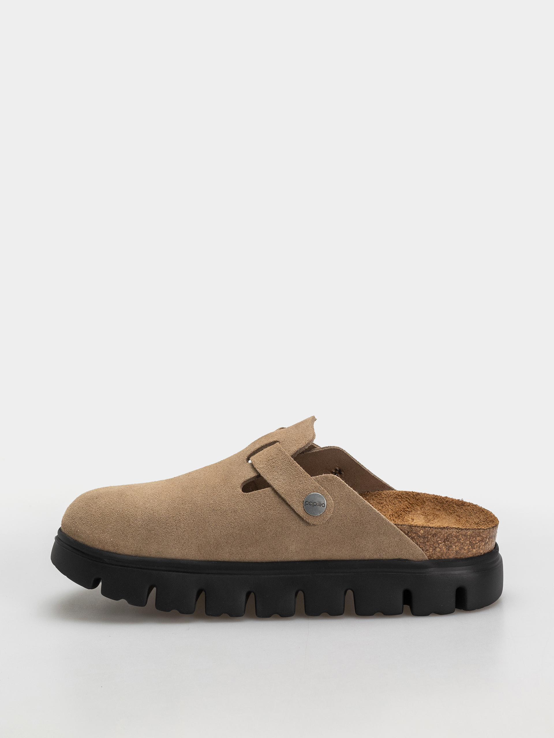 Plážovky Birkenstock Boston Chunky Suede Leather Narrow Wmn (gray taupe)