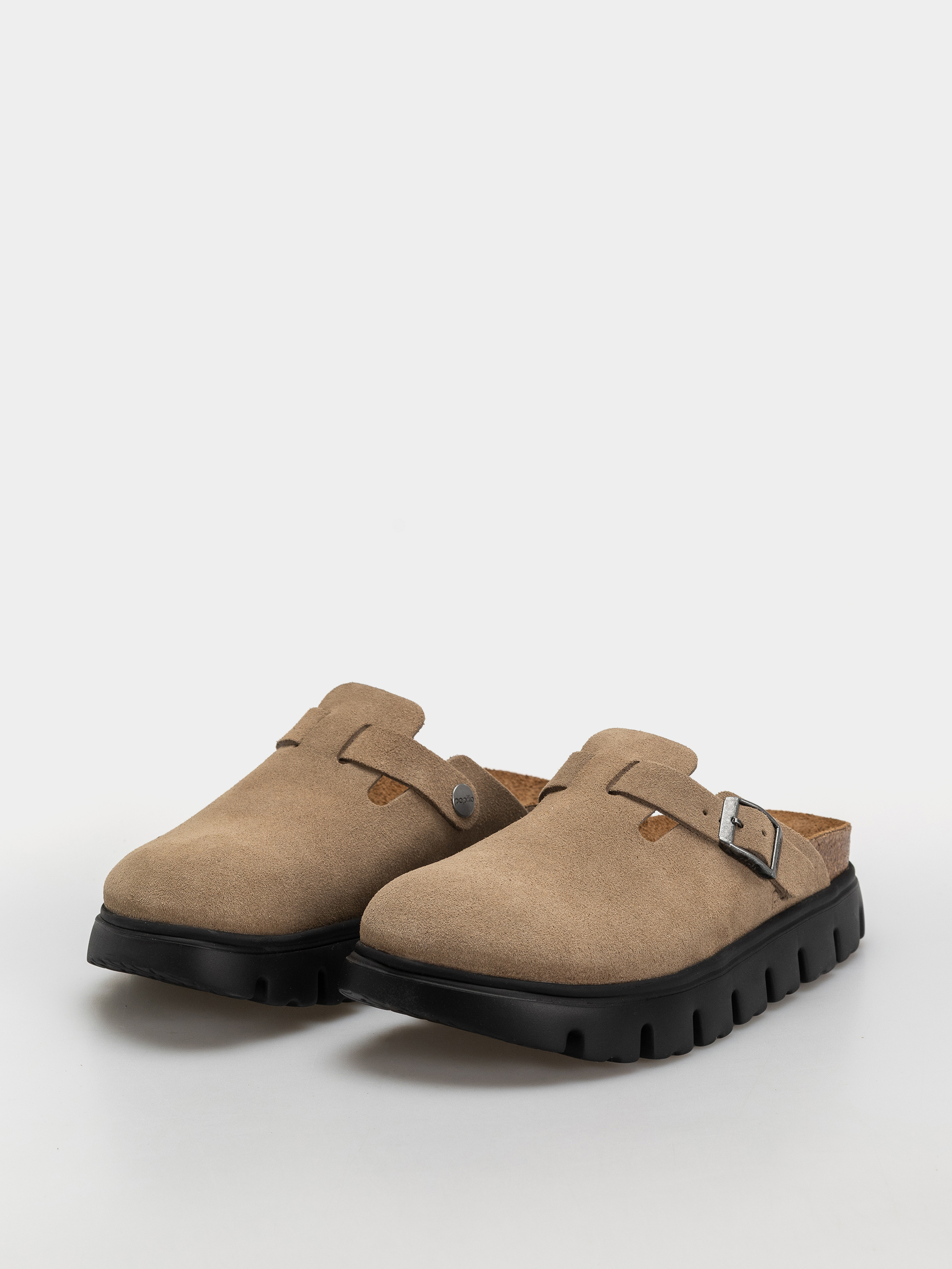 Plážovky Birkenstock Boston Chunky Suede Leather Narrow Wmn (gray taupe)
