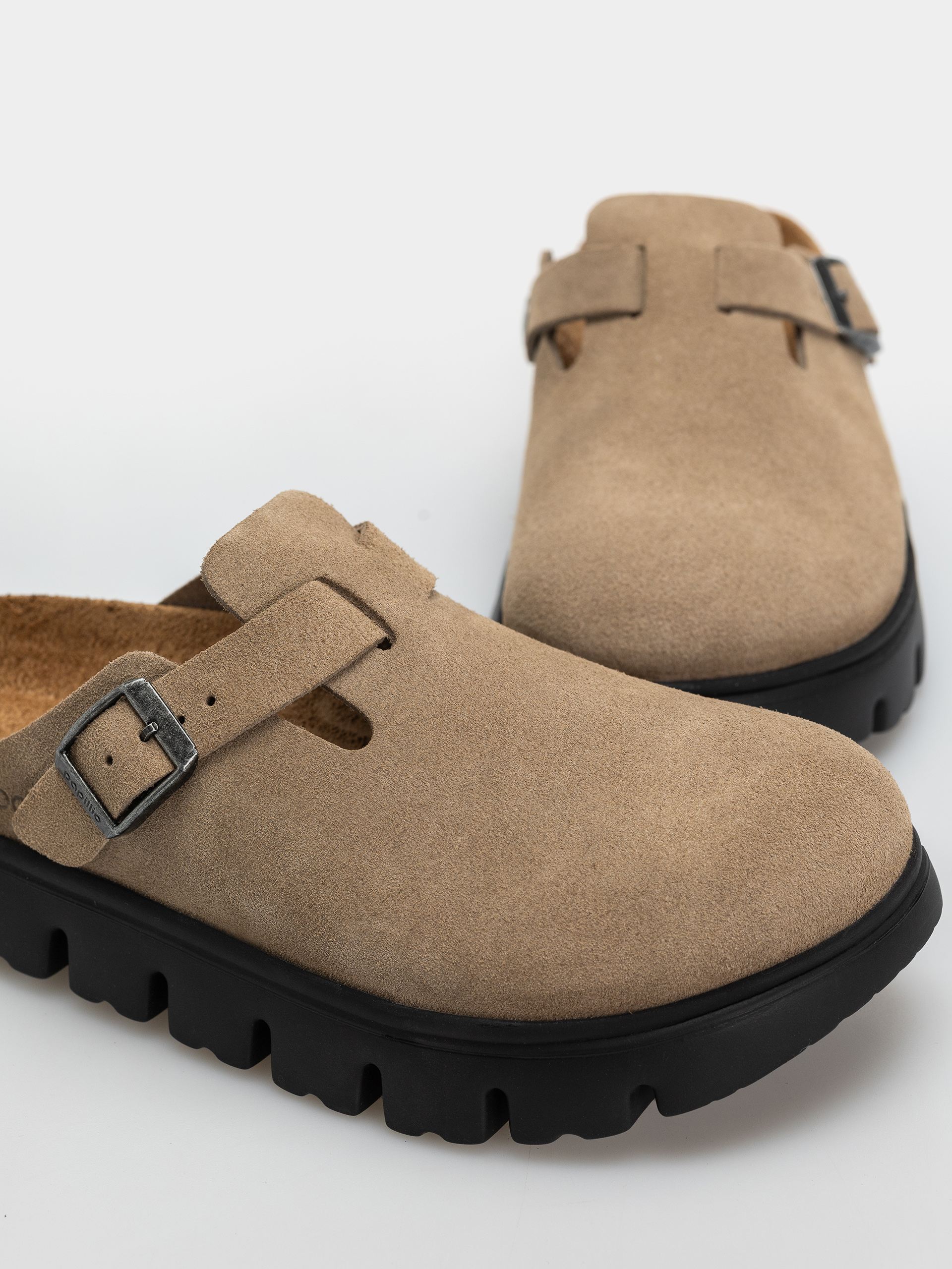 Plážovky Birkenstock Boston Chunky Suede Leather Narrow Wmn (gray taupe)