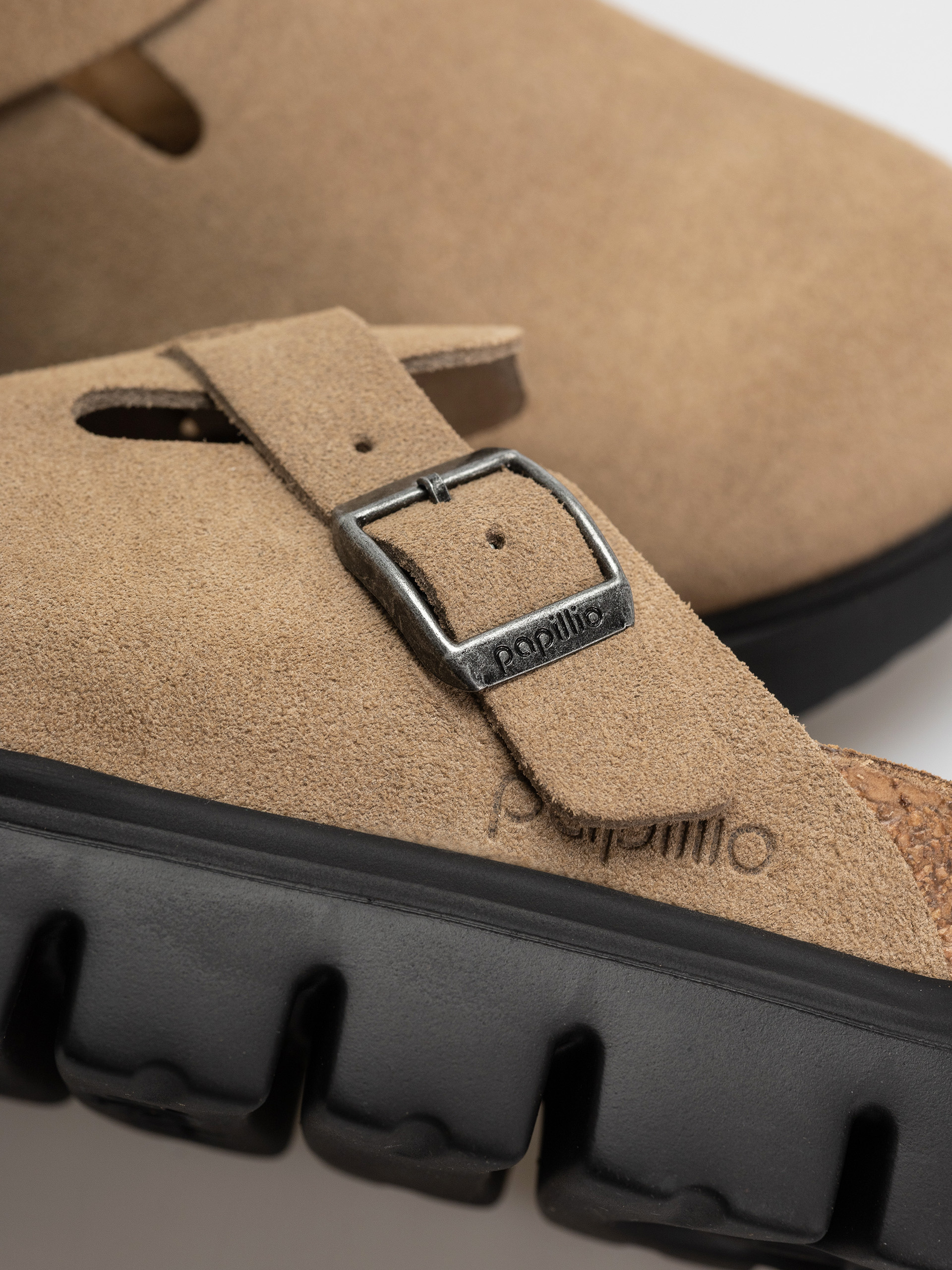 Plážovky Birkenstock Boston Chunky Suede Leather Narrow Wmn (gray taupe)