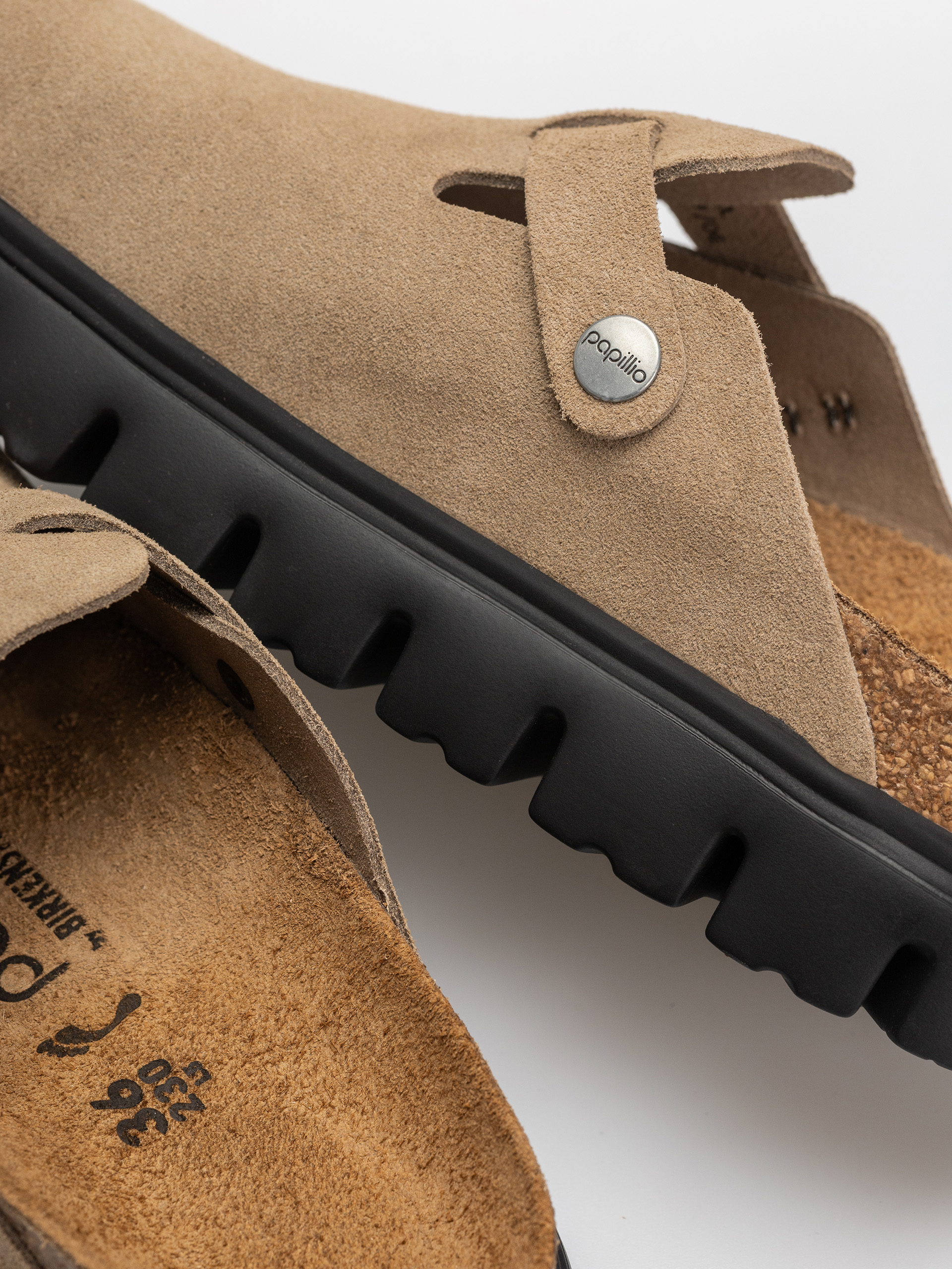 Plážovky Birkenstock Boston Chunky Suede Leather Narrow Wmn (gray taupe)