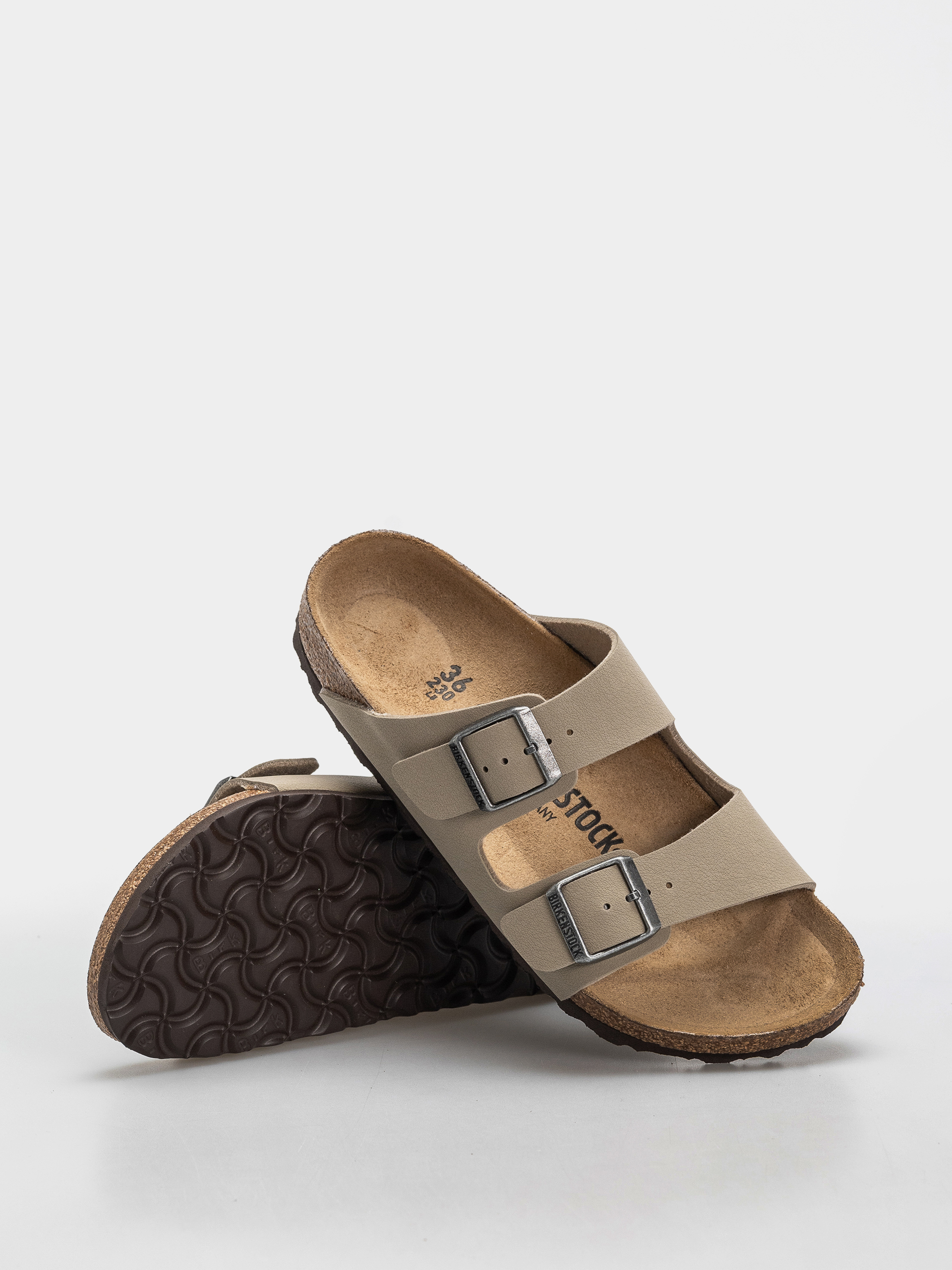 Plážovky Birkenstock Arizona Birko Flor Narrow (faded khaki/dark brown os)