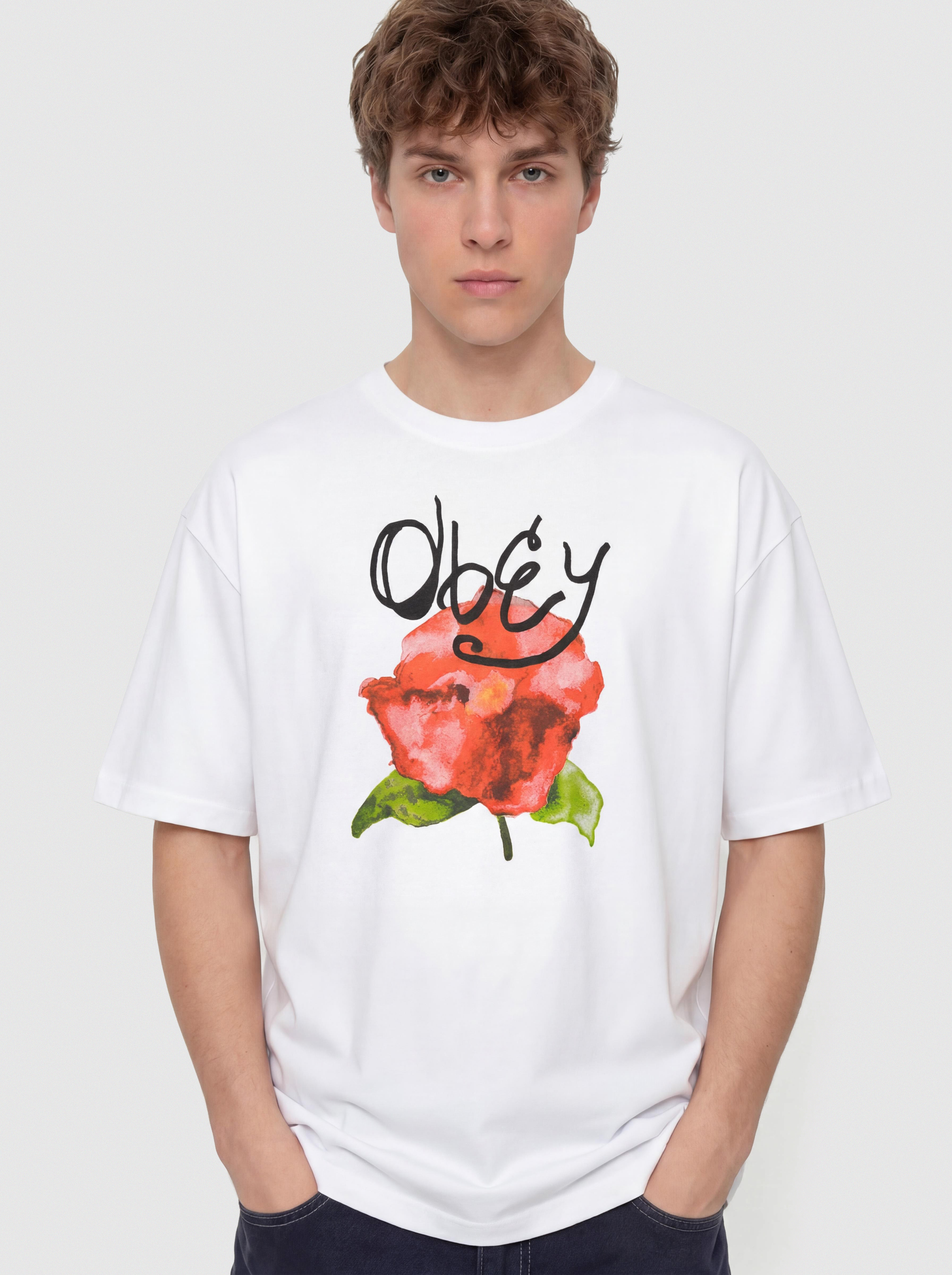 Tričko OBEY Watercolor Poppy (white)
