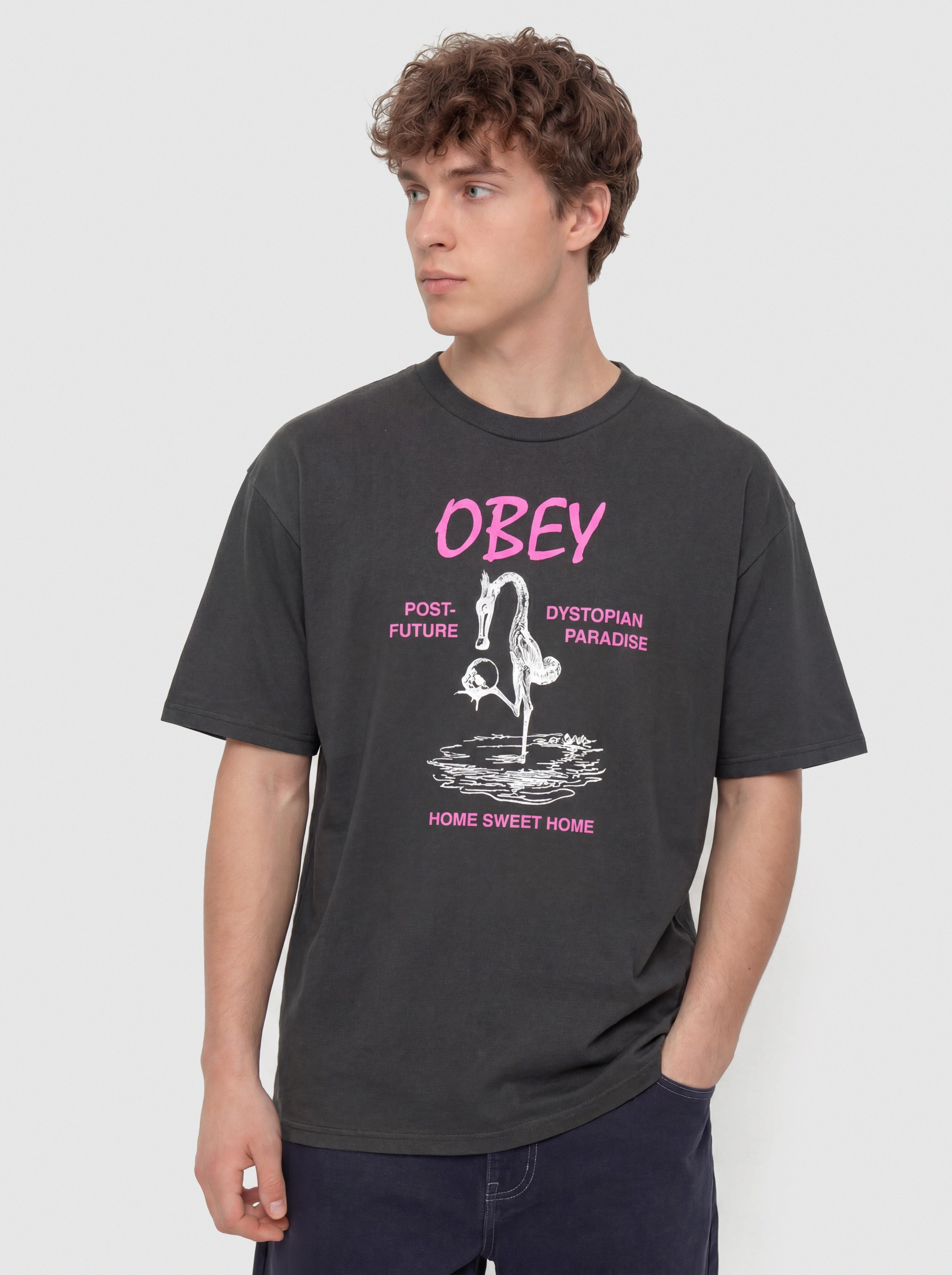 Tričko OBEY Post Future (vintage black)