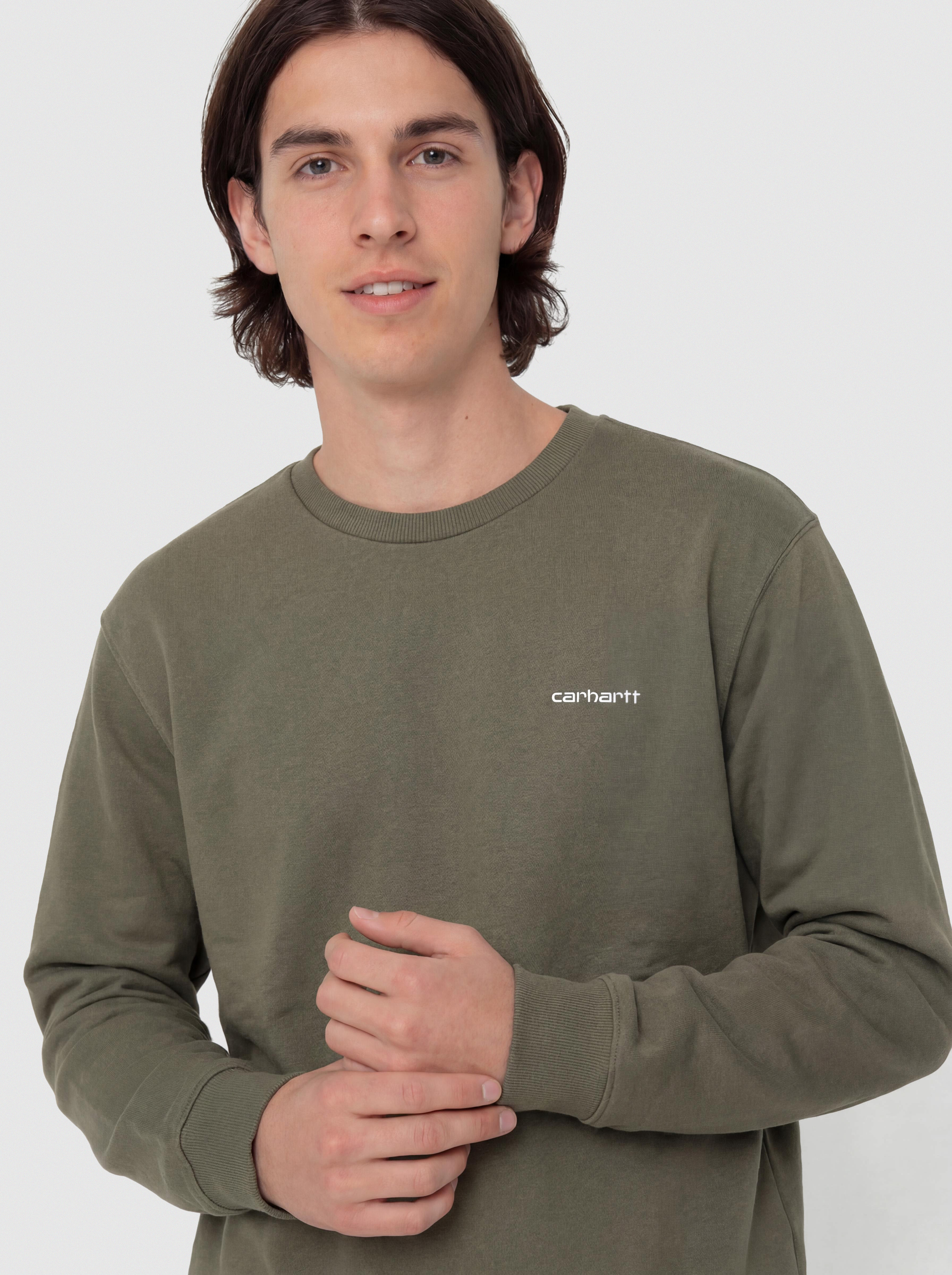 Mikina Carhartt WIP Script Embroidery (leaf/white)