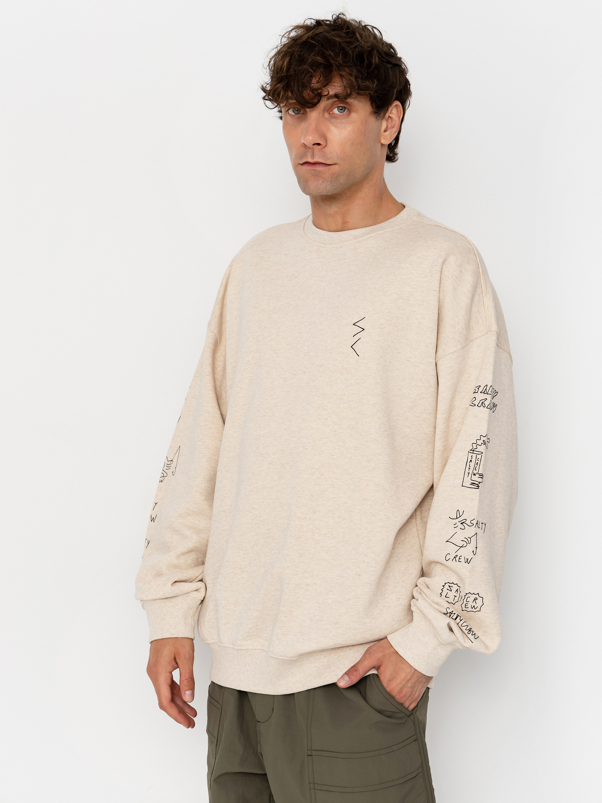 Mikina Salty Crew Reel Lb Crewneck (oatmeal heather)