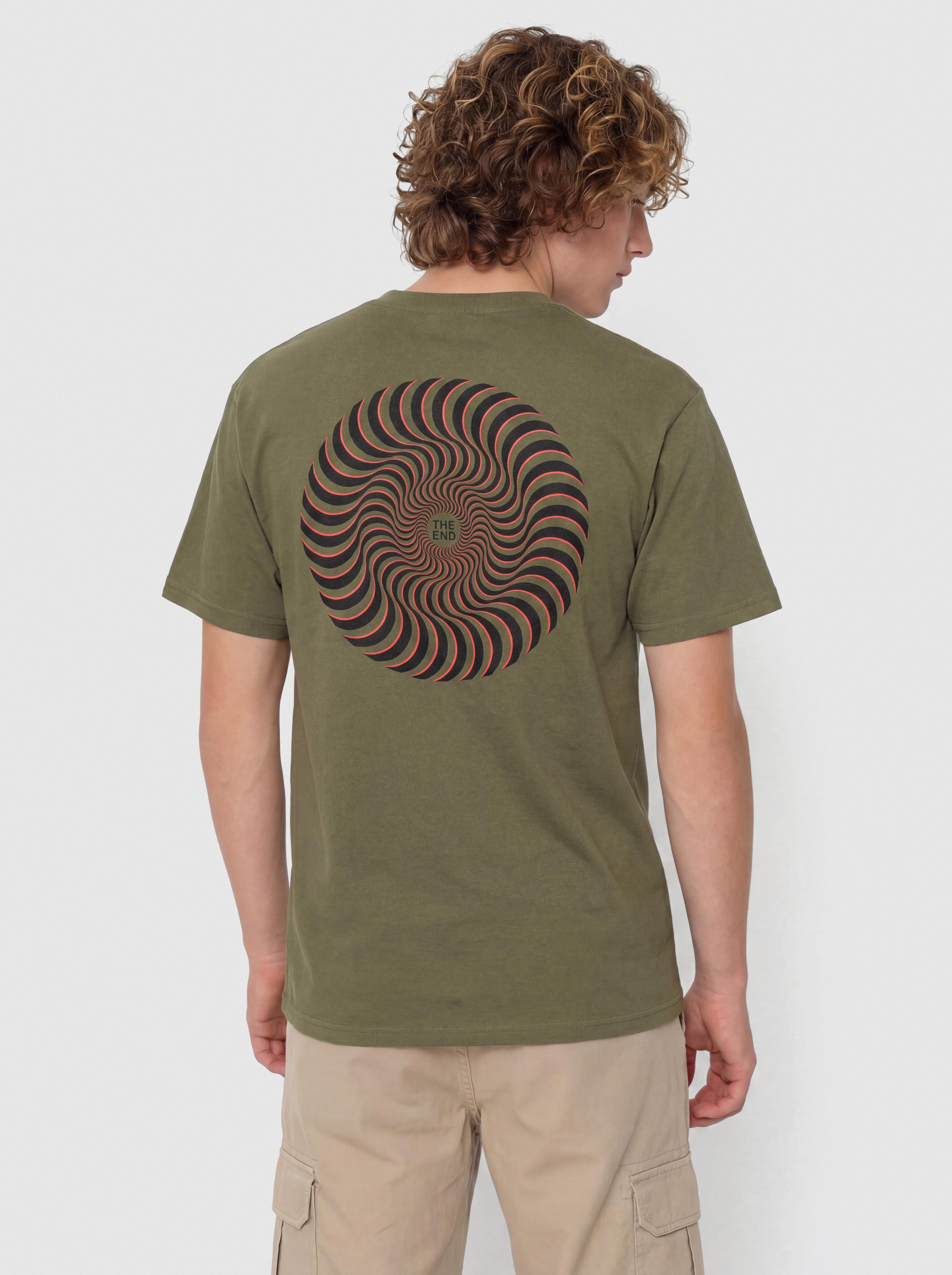 Tričko Spitfire Classic Swirl Overlay (military green w/black red prints)
