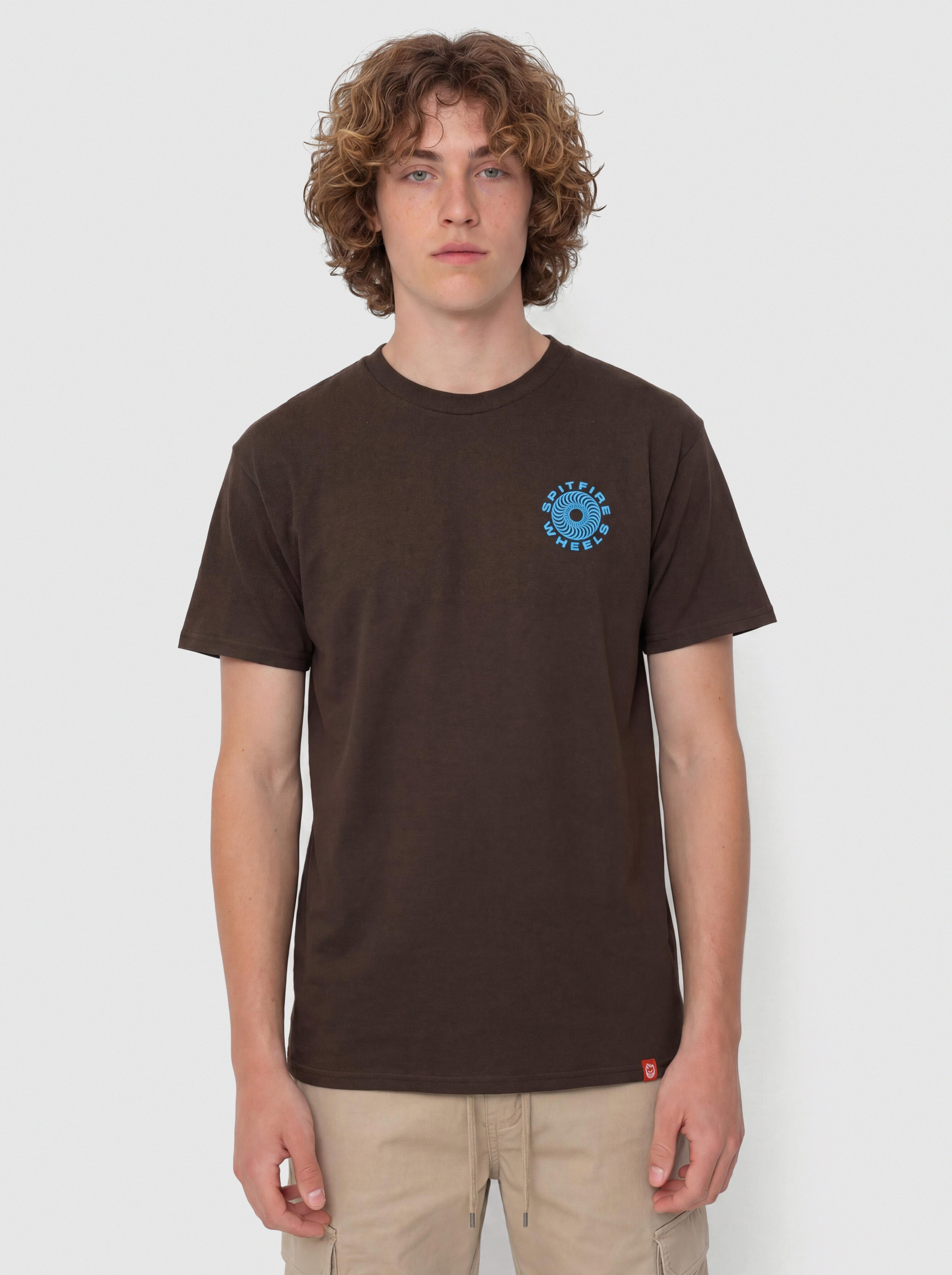 Tričko Spitfire Classic '87 Swirl Fill (dark chocolate with blue & white prints)