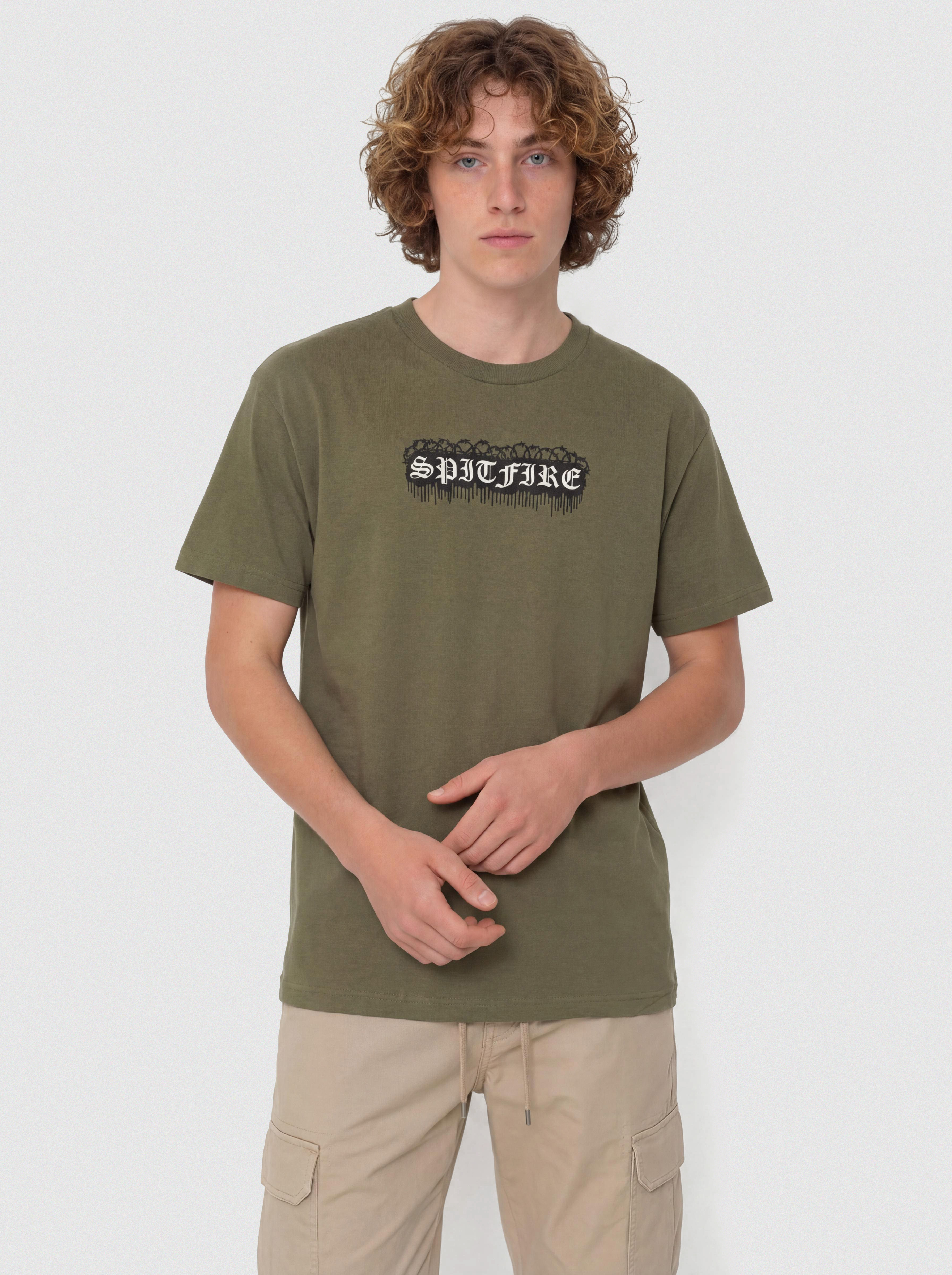 Tričko Spitfire Old E Barbed (military green)