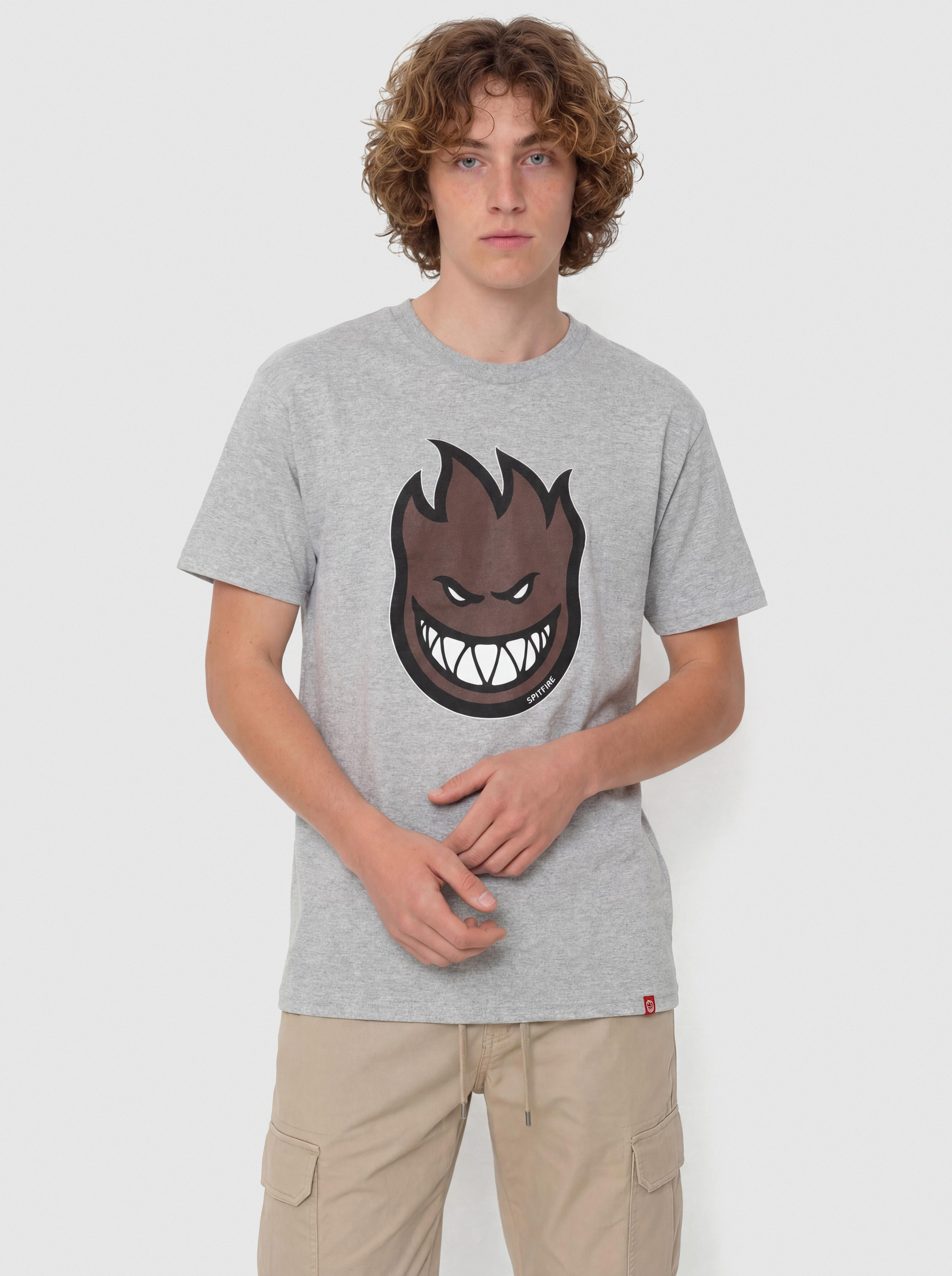 Tričko Spitfire Bighead Fill (heather grey w/dark red black & white print)