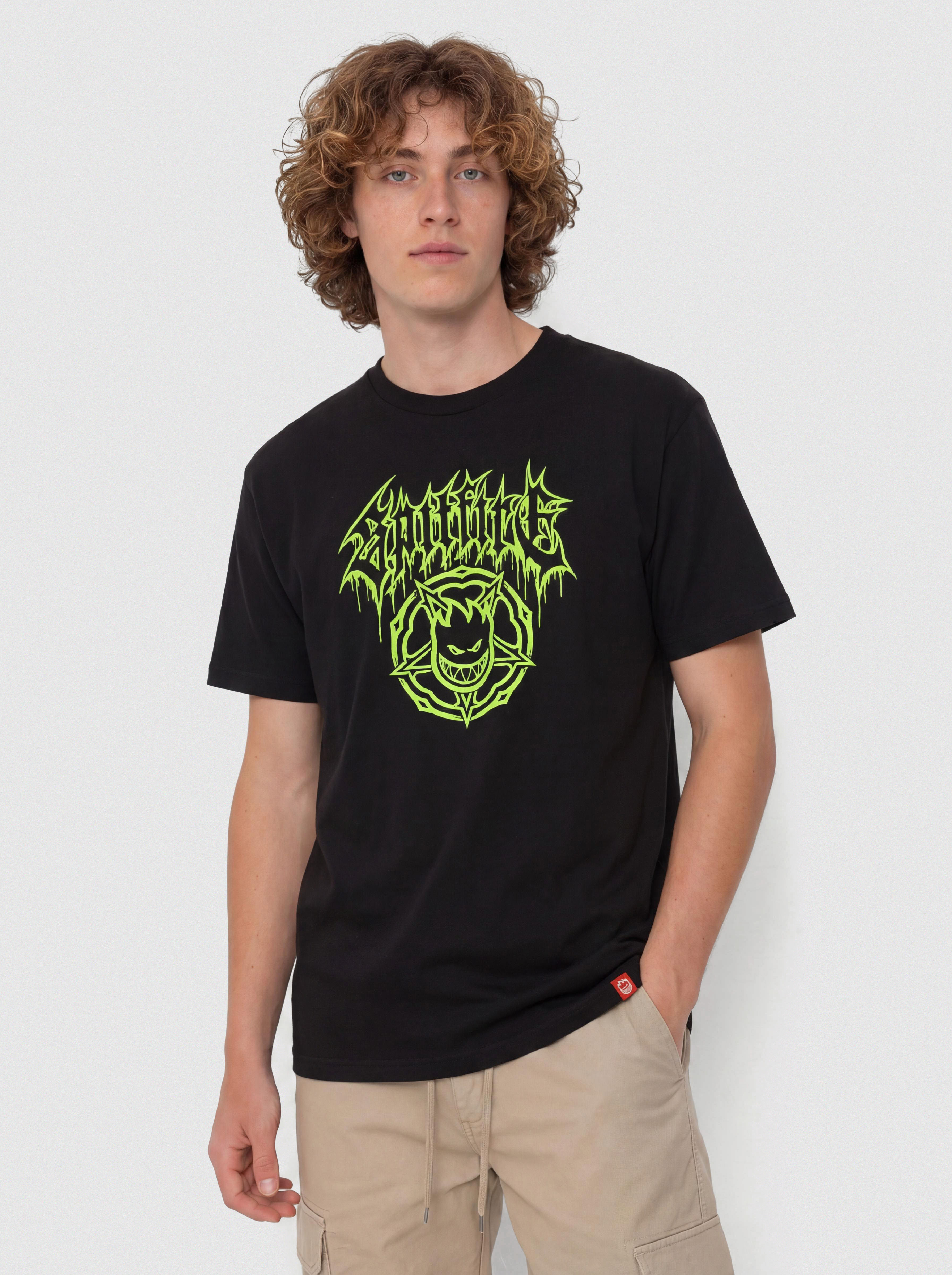 Tričko Spitfire Basic Pentagram Drip (black w/green print)
