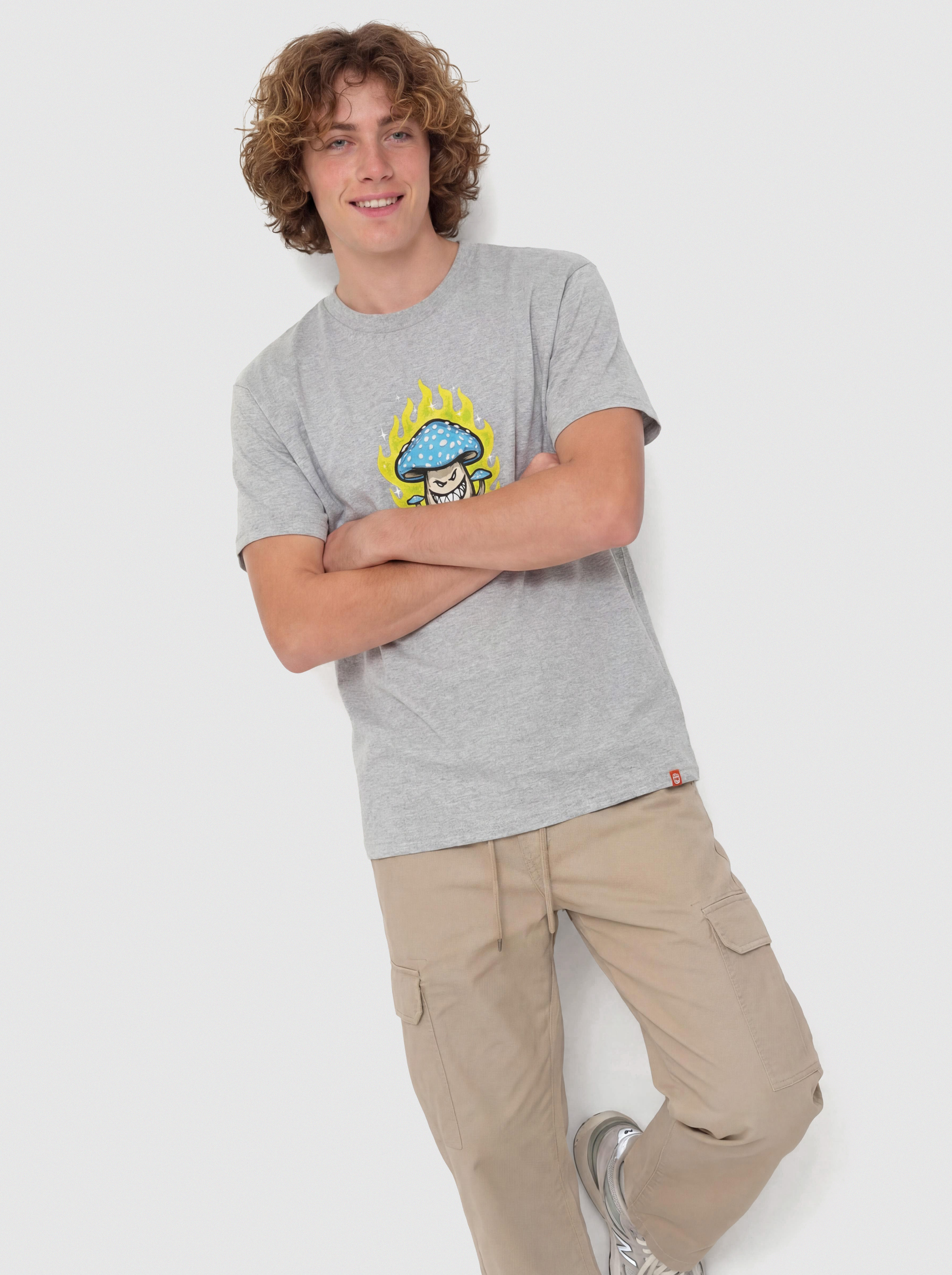 Tričko Spitfire Mushroom Bighead (heather grey w/multi color print)