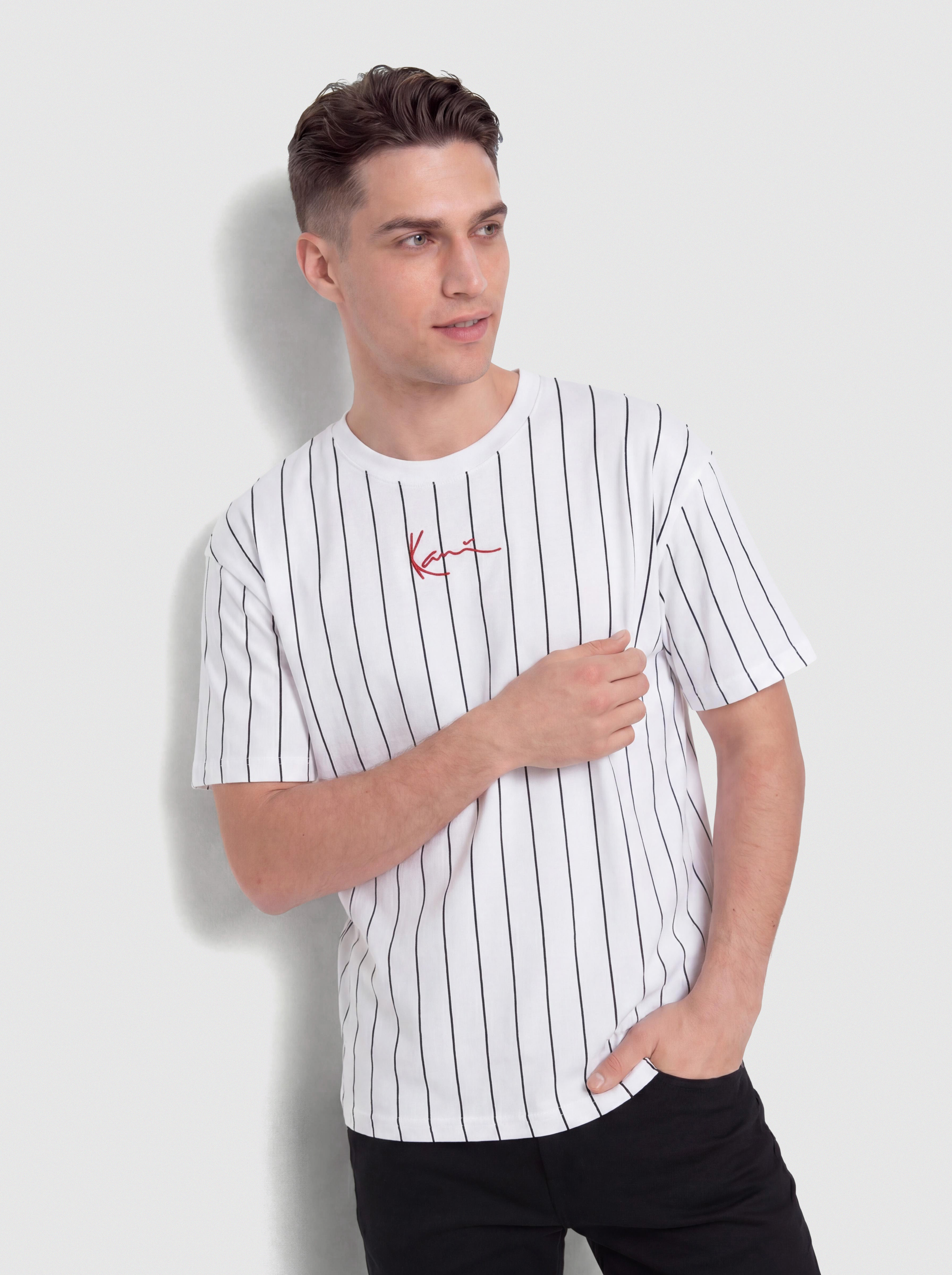 Triu010dko Karl Kani Small Signature Pinstripe (white/black)
