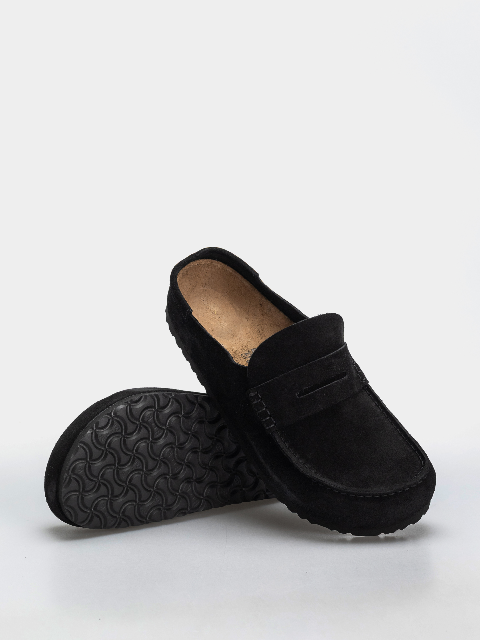 Plážovky Birkenstock Naples Wrapped Suede Leather Regular (black)